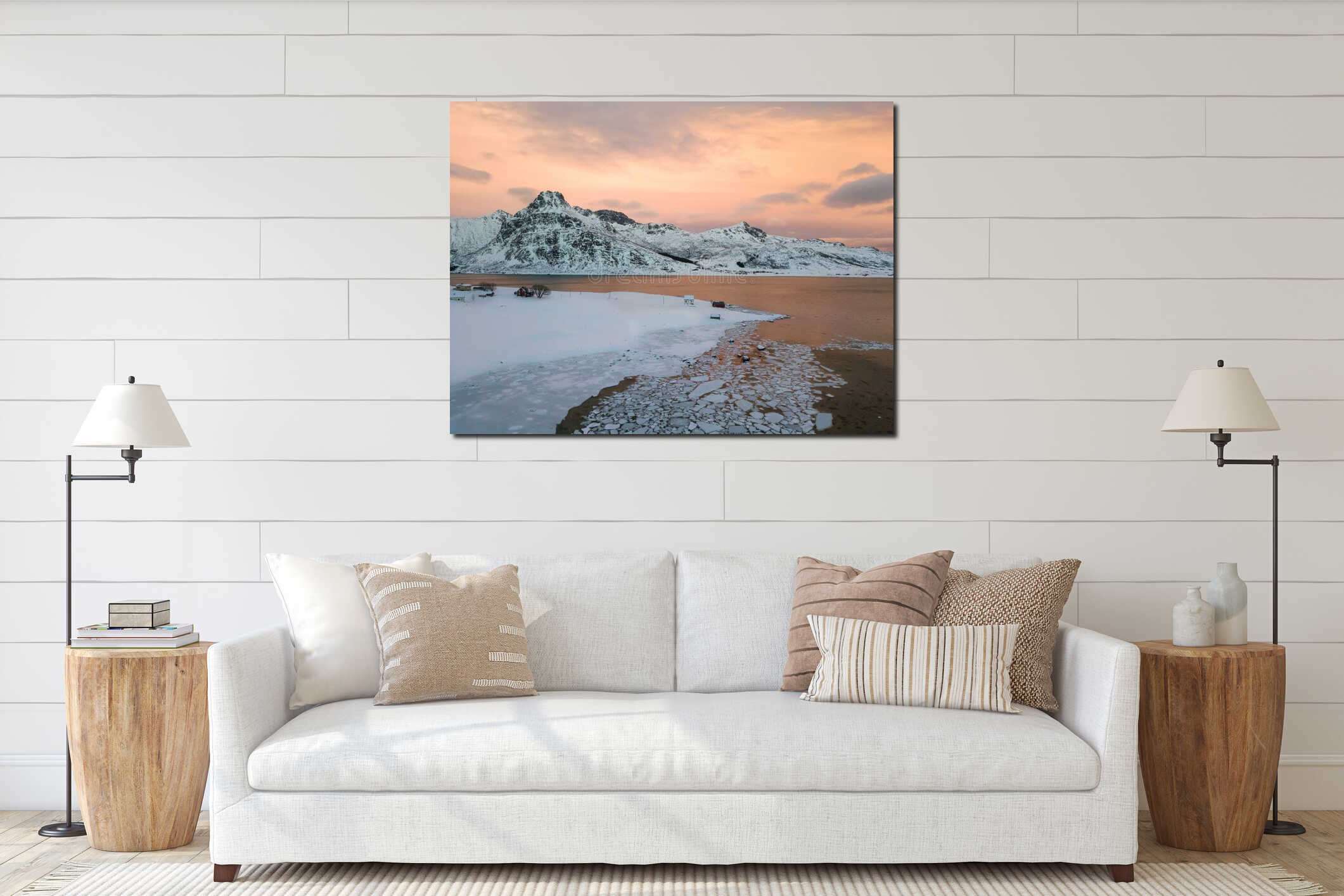 Canvas hanging interior mockup