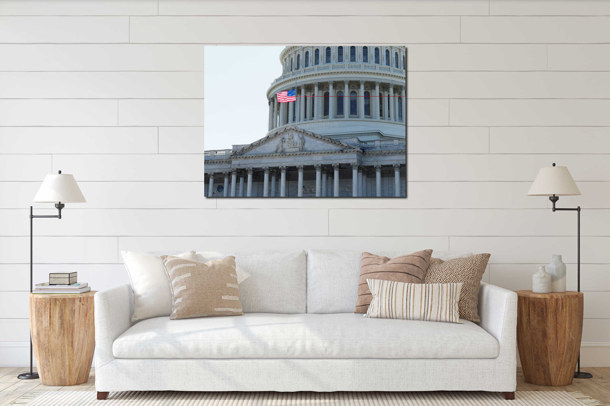 Canvas hanging interior mockup