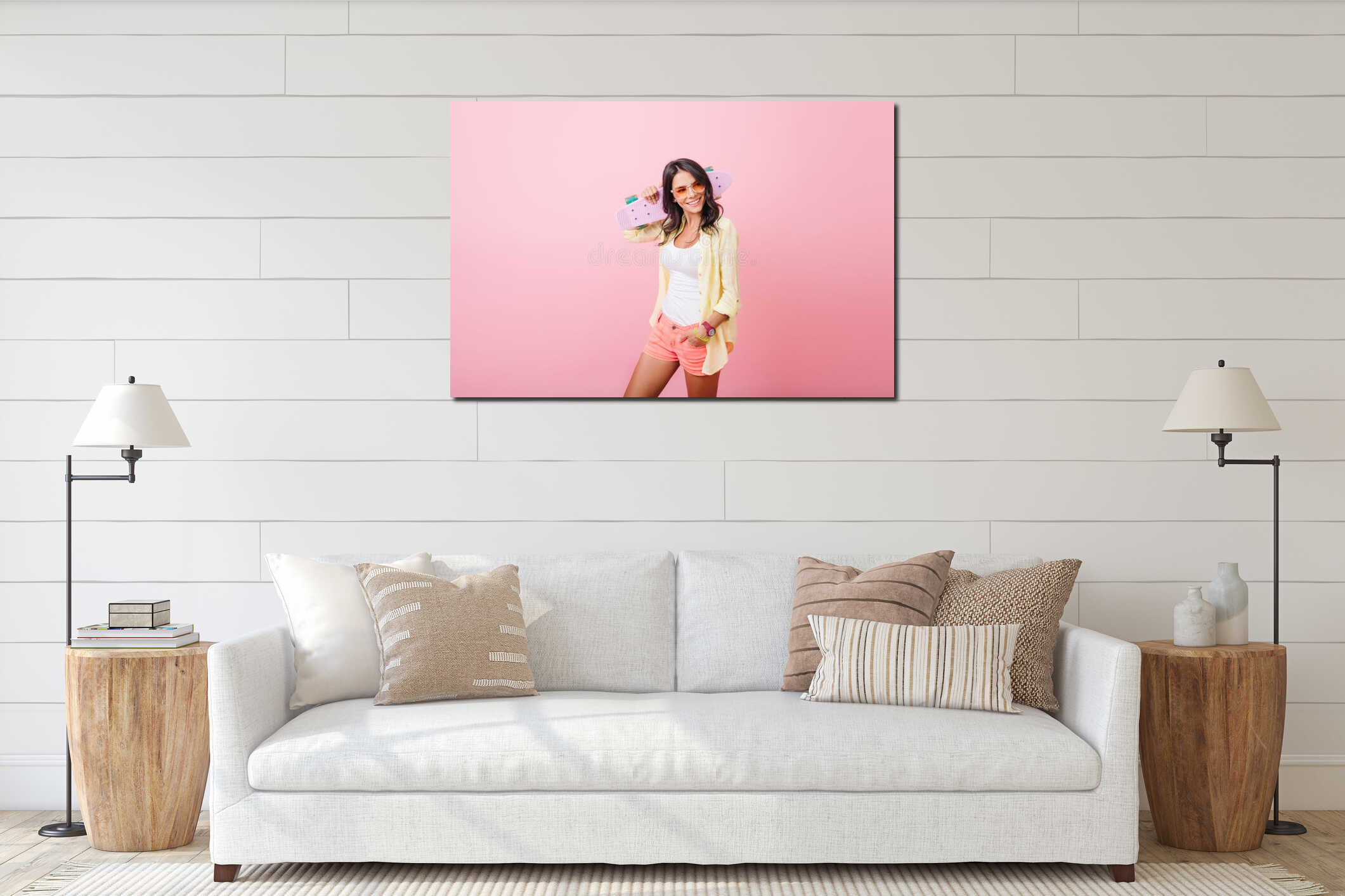 Canvas hanging interior mockup