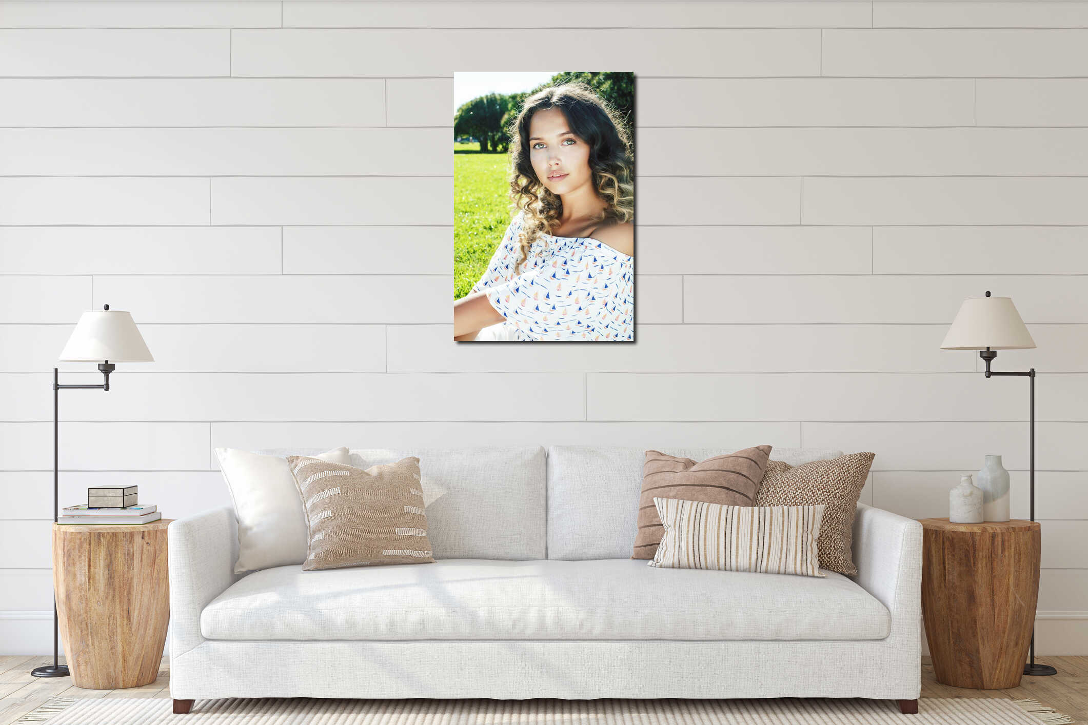 Canvas hanging interior mockup