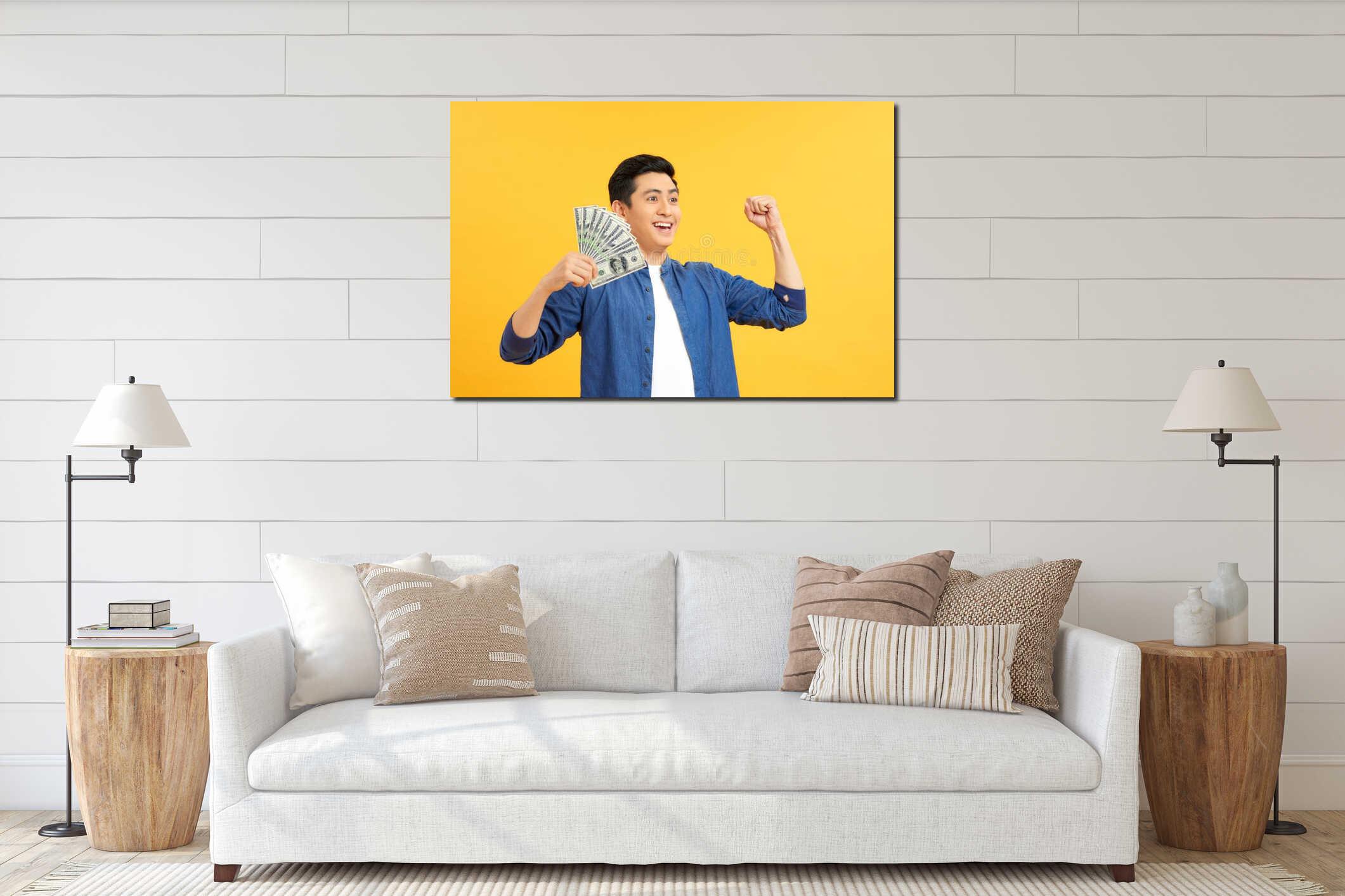 Canvas hanging interior mockup