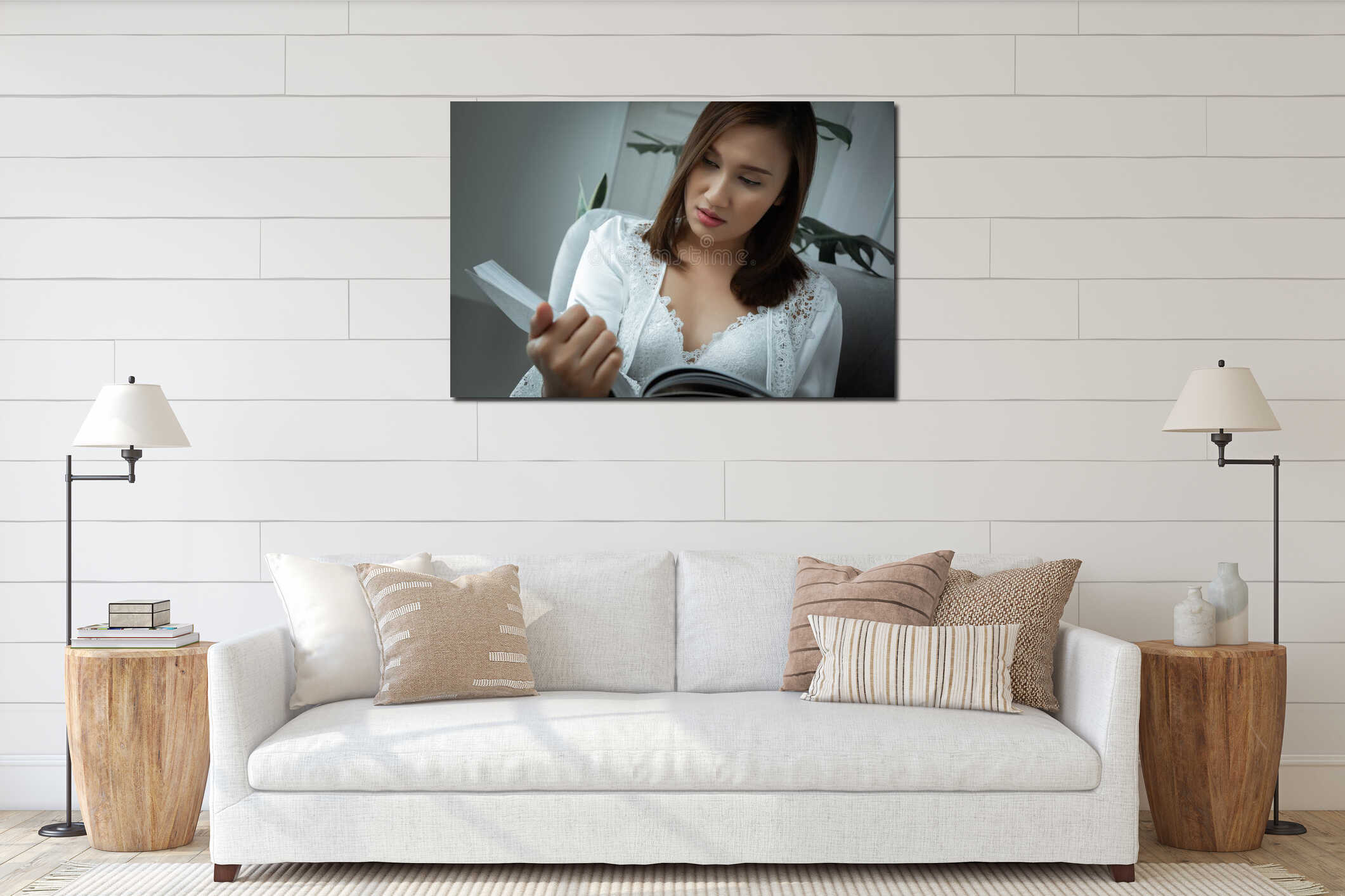 Canvas hanging interior mockup