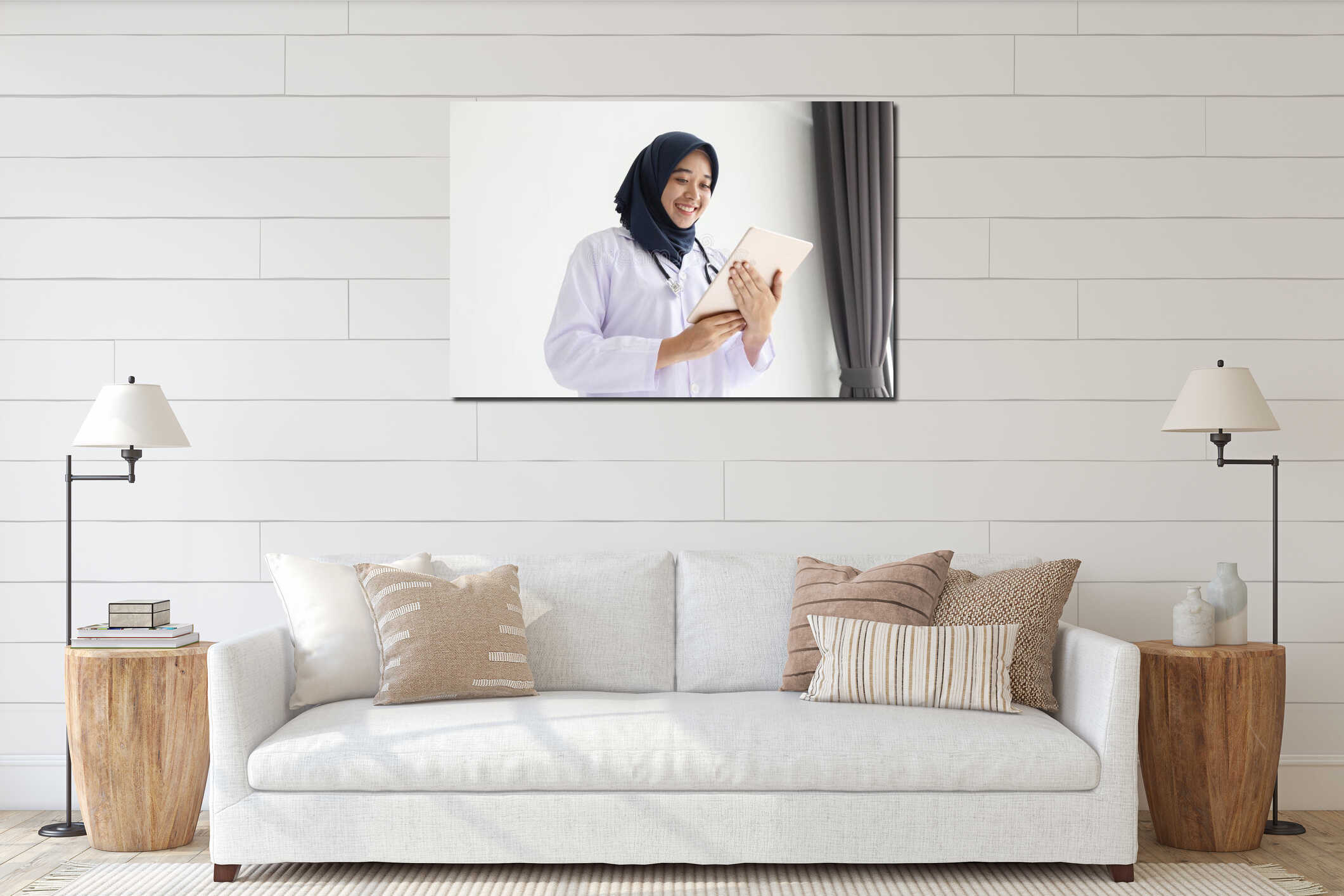 Canvas hanging interior mockup