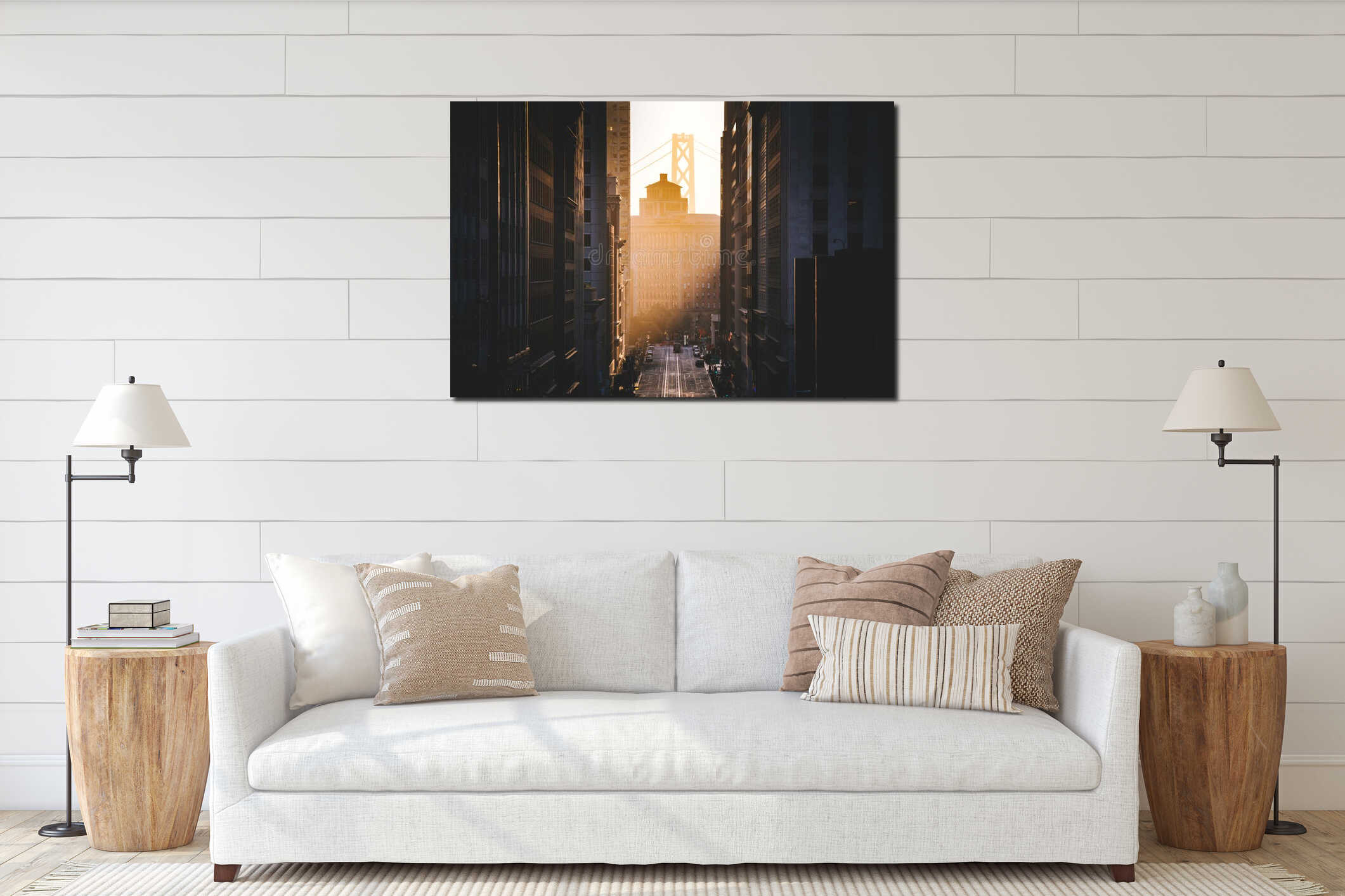 Canvas hanging interior mockup