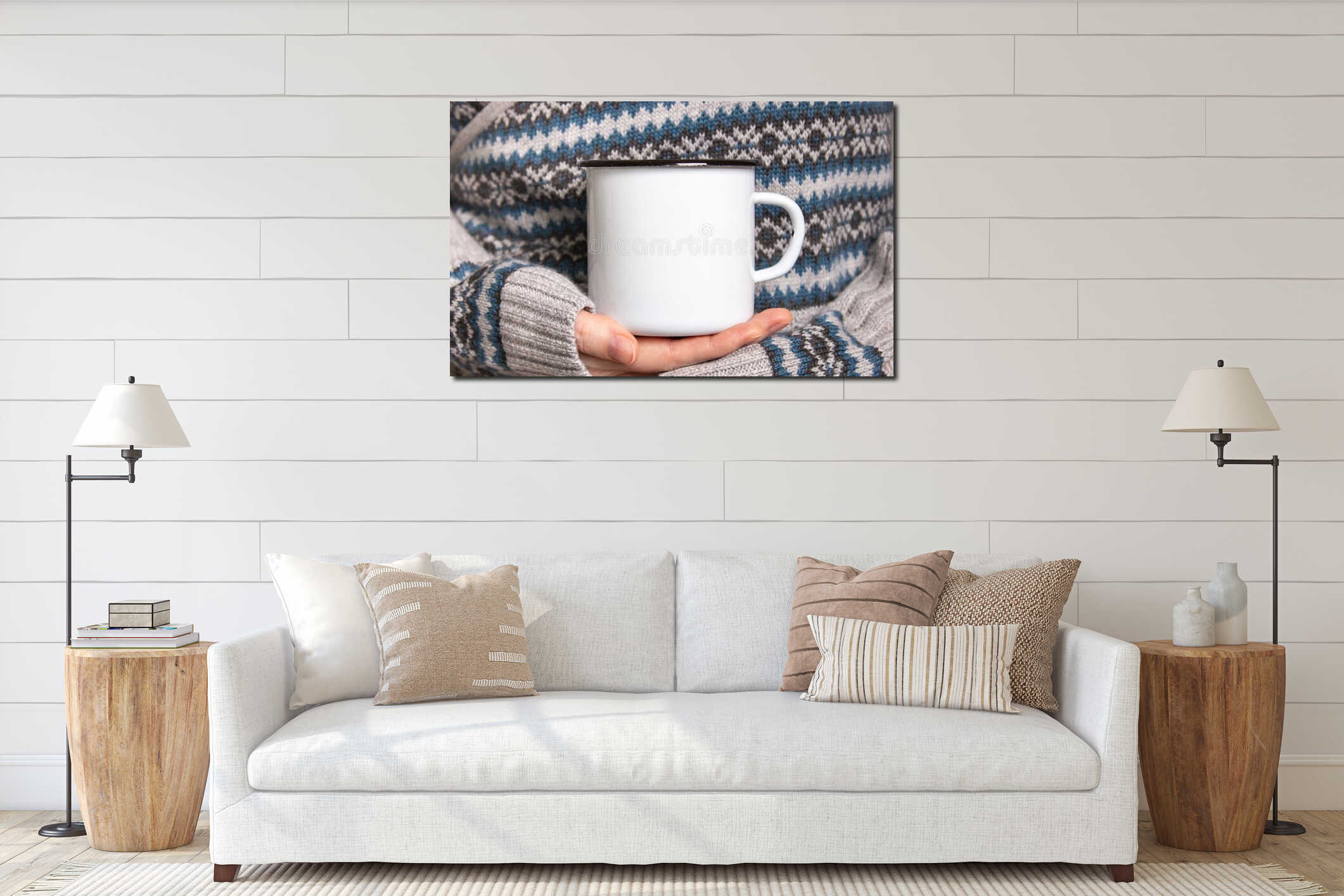 Canvas hanging interior mockup
