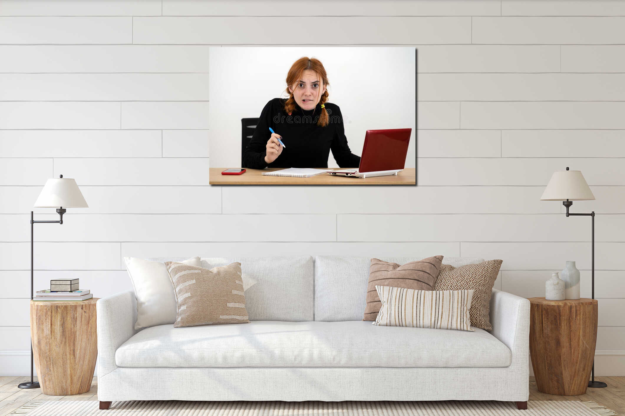 Canvas hanging interior mockup
