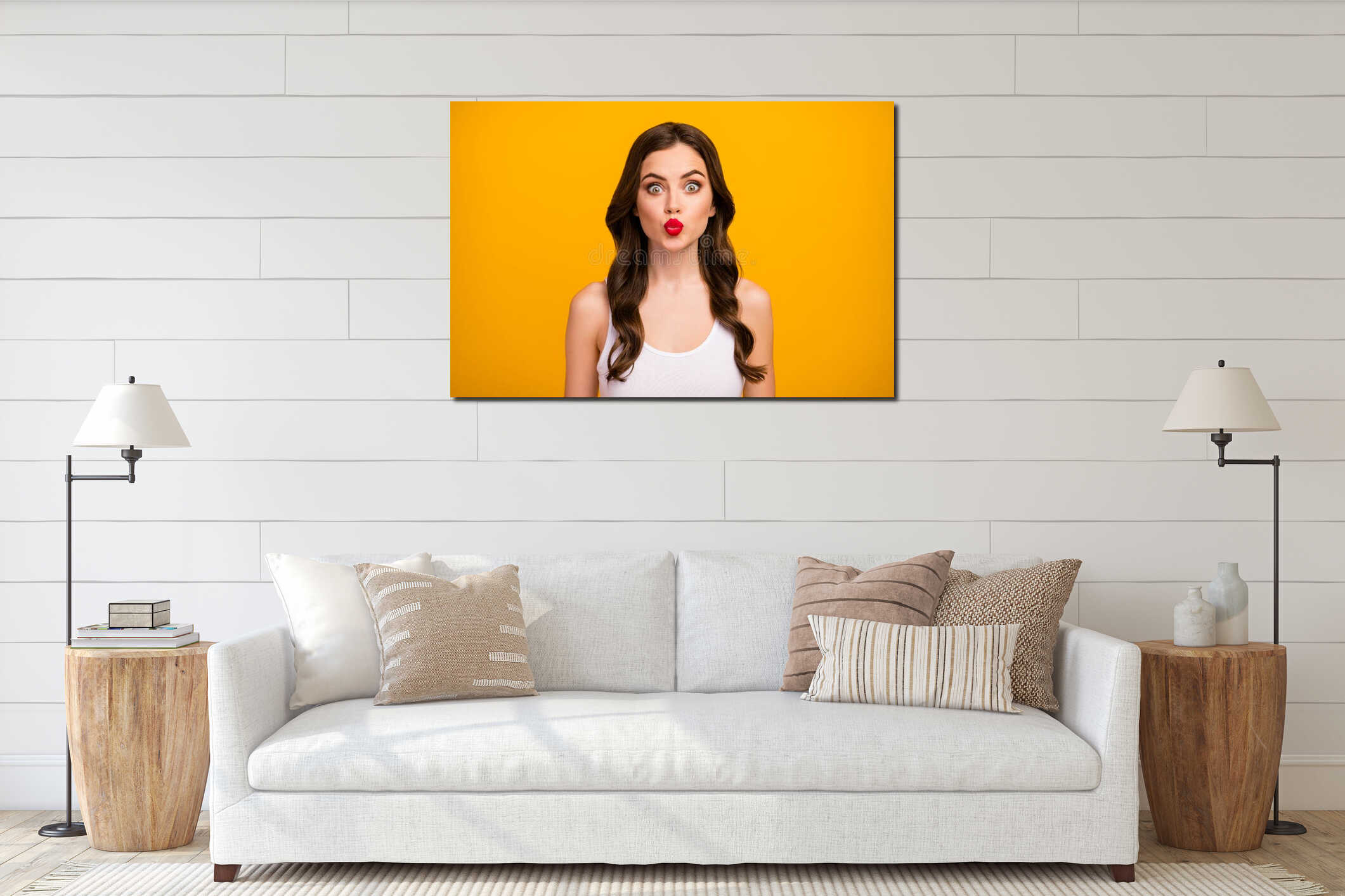 Canvas hanging interior mockup