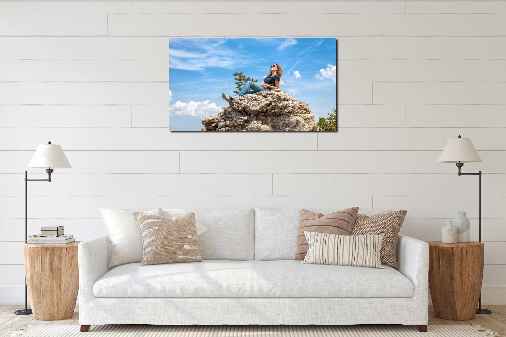 Canvas hanging interior mockup