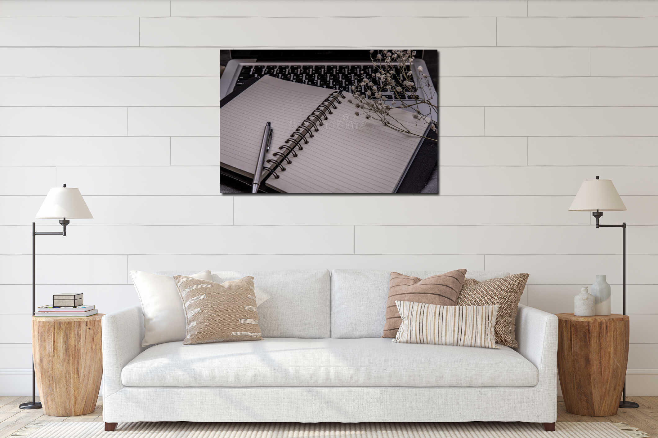 Canvas hanging interior mockup