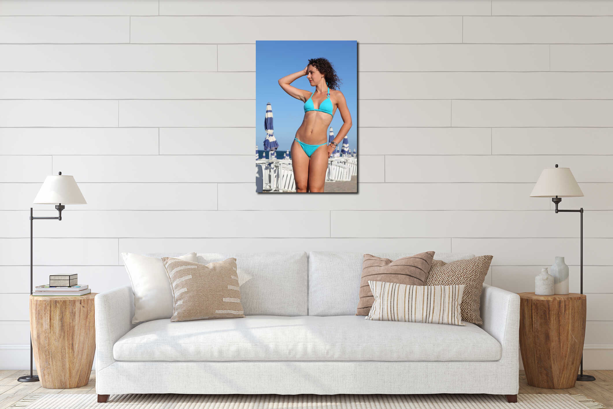 Canvas hanging interior mockup