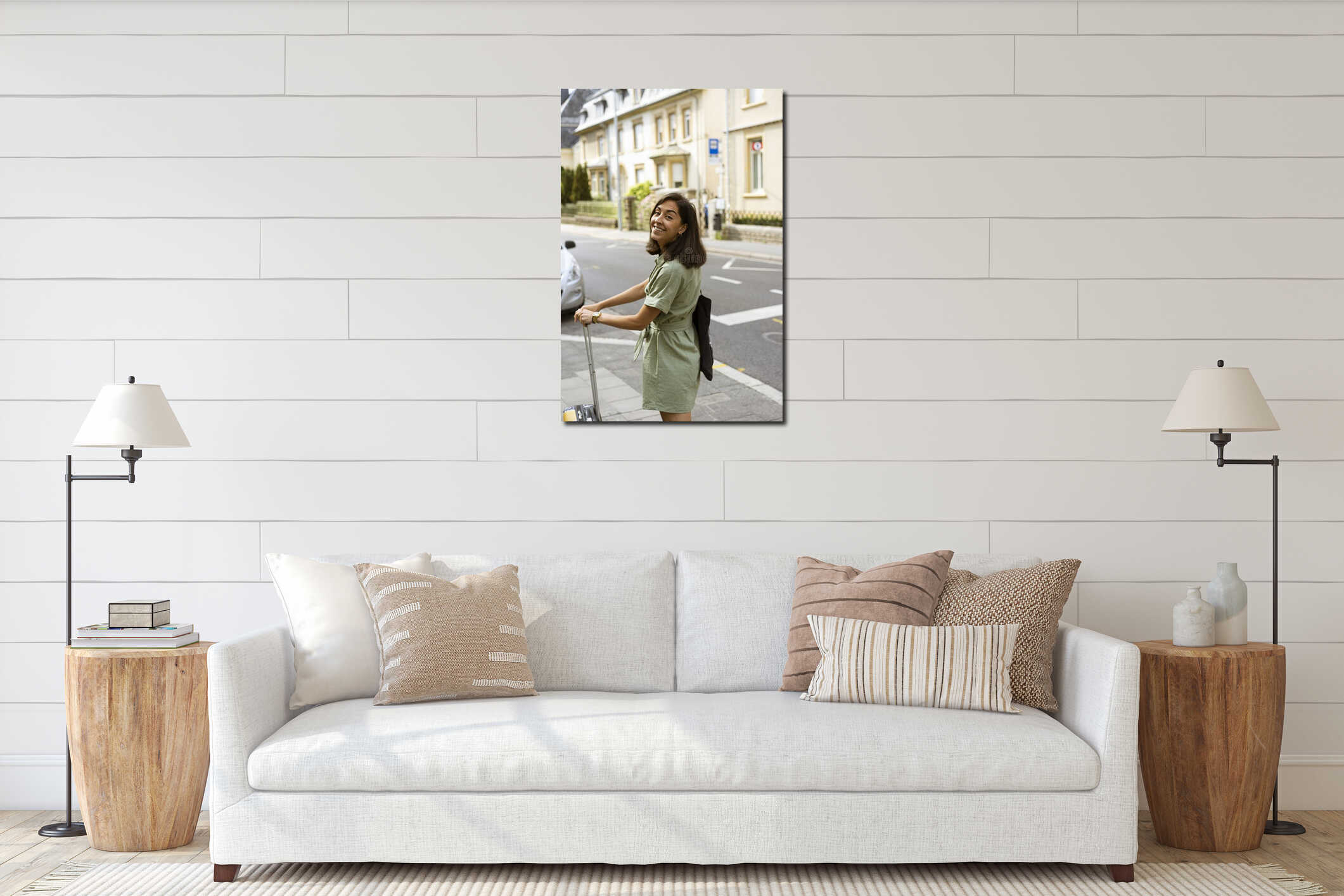 Canvas hanging interior mockup