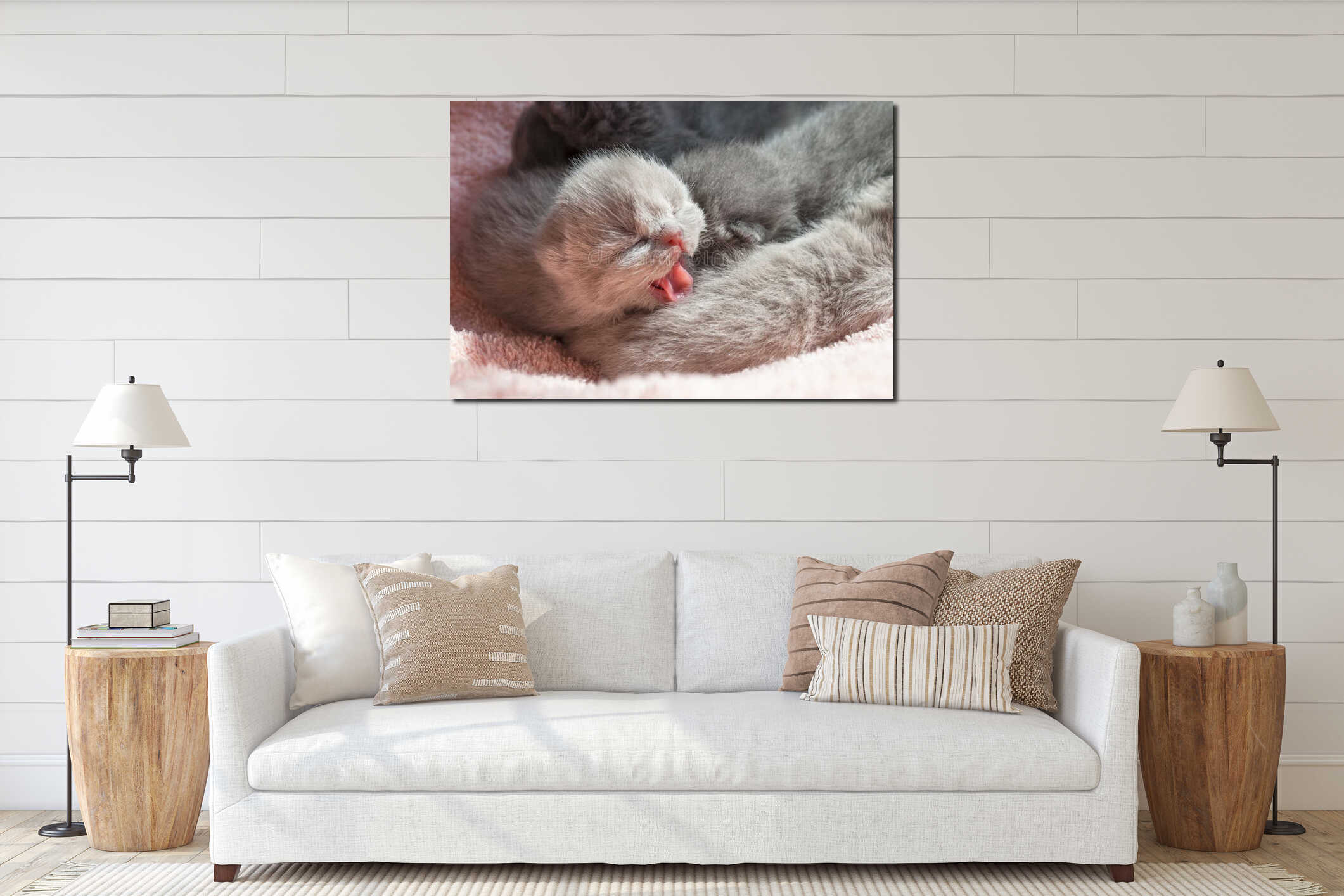 Canvas hanging interior mockup