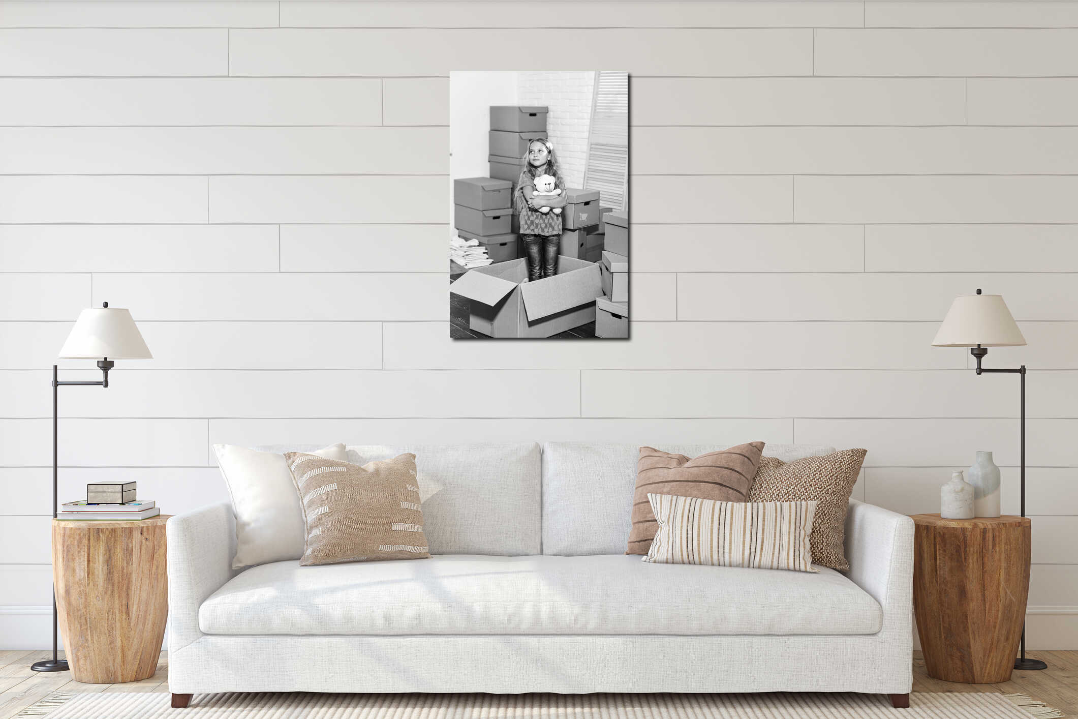 Canvas hanging interior mockup