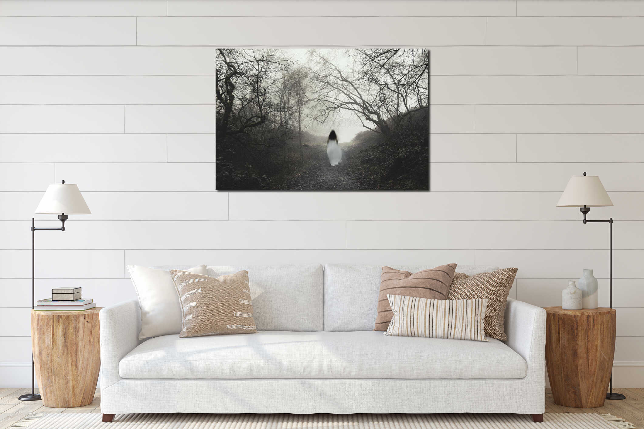 Canvas hanging interior mockup
