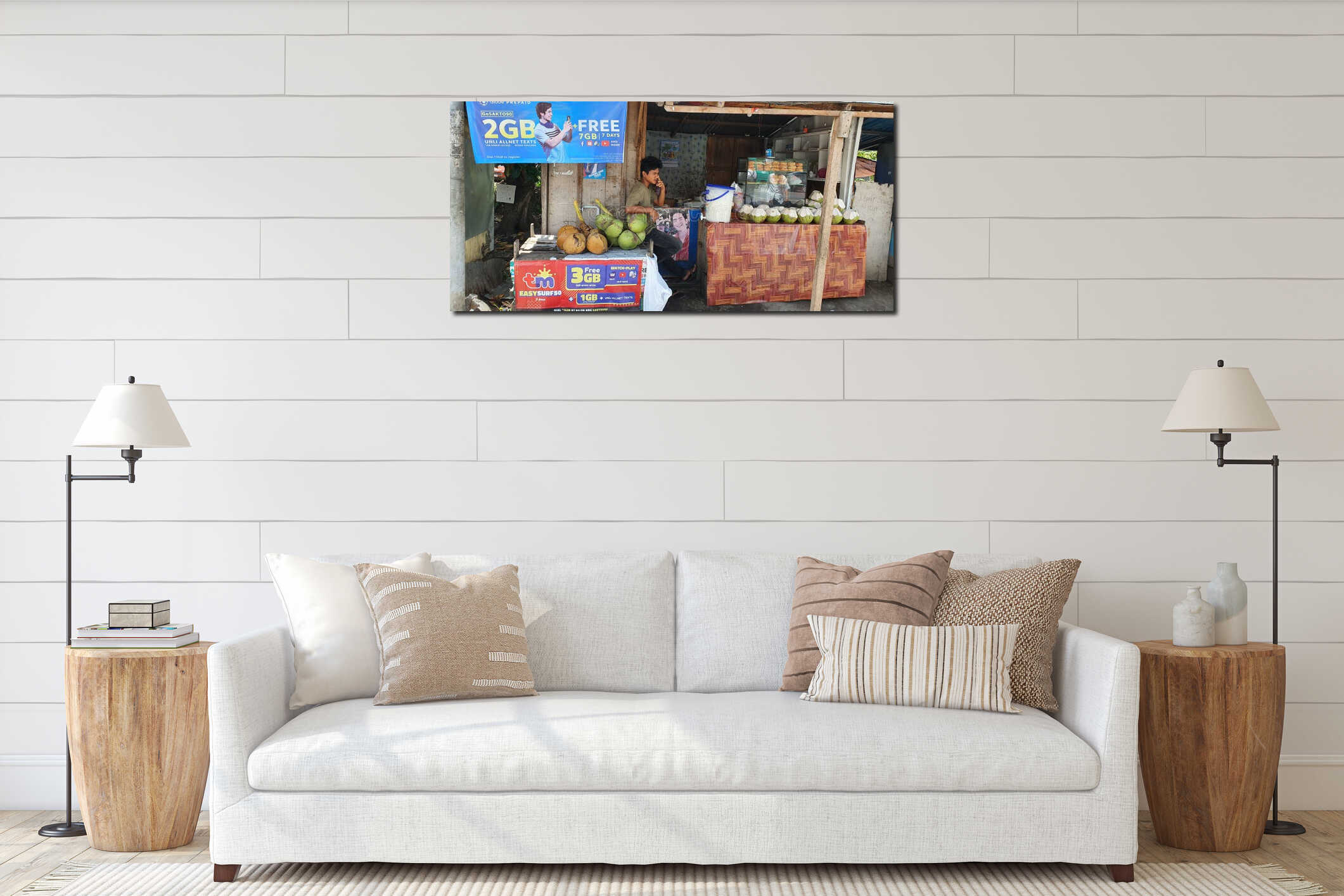 Canvas hanging interior mockup