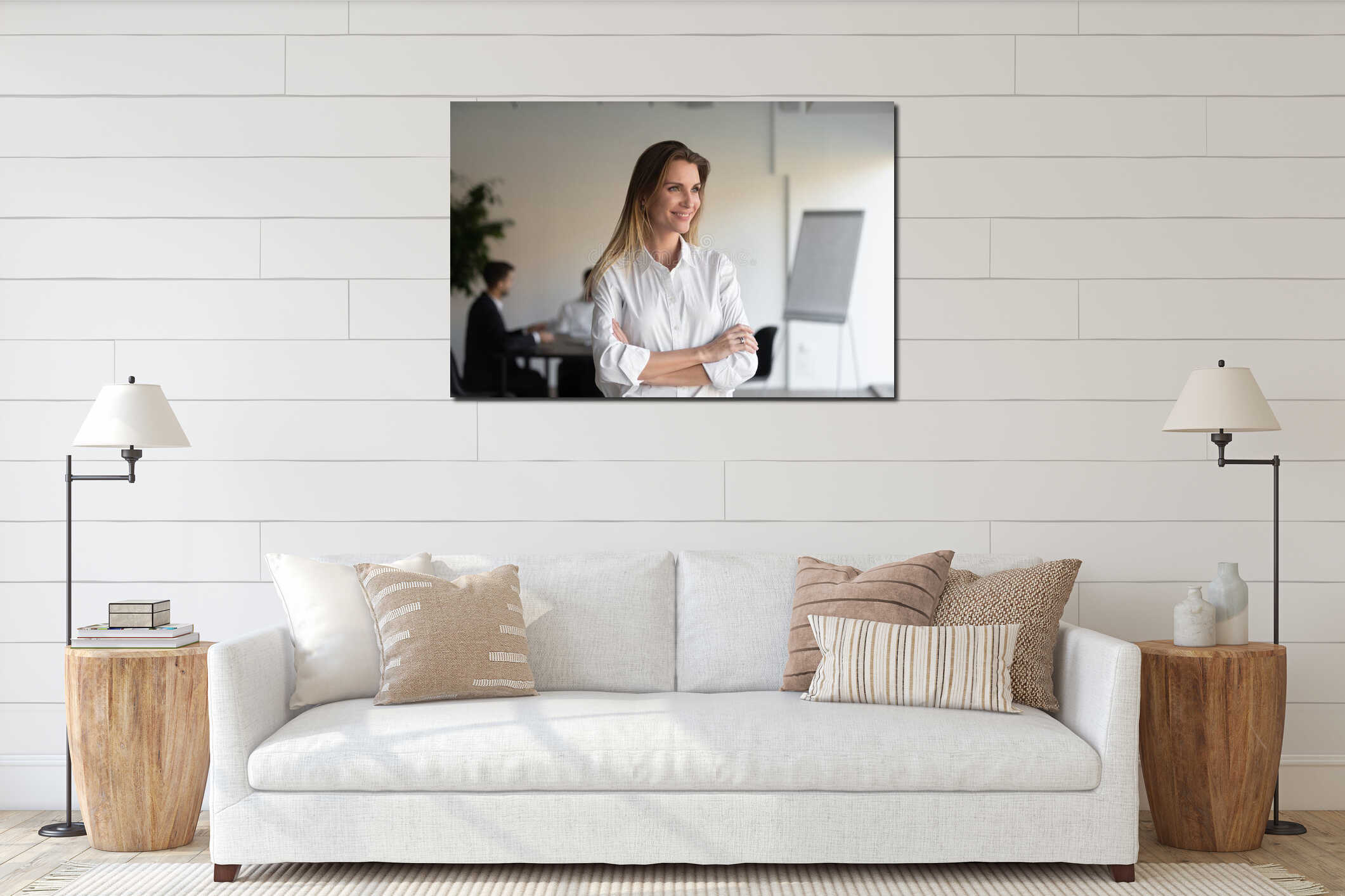 Canvas hanging interior mockup