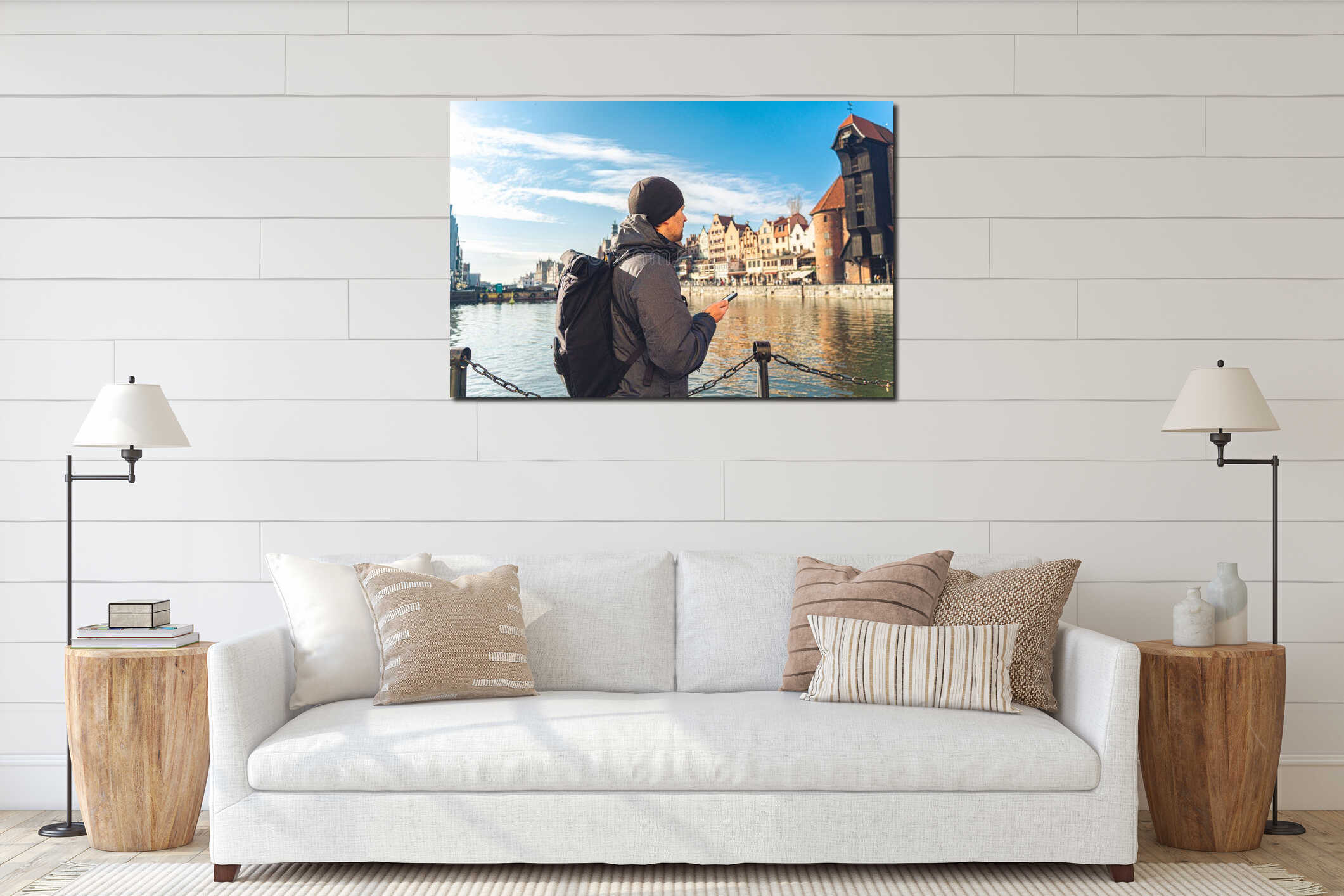 Canvas hanging interior mockup
