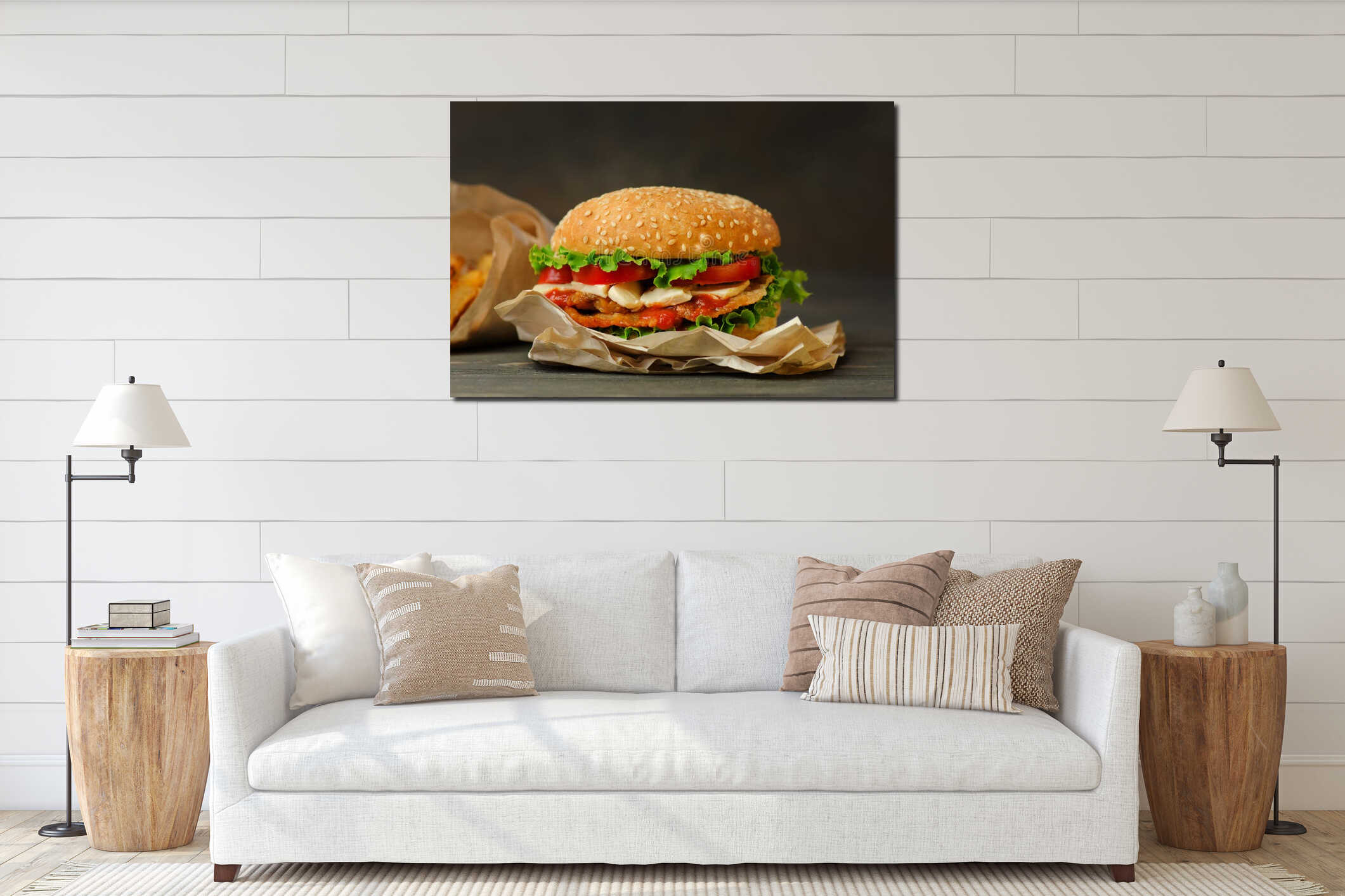 Canvas hanging interior mockup