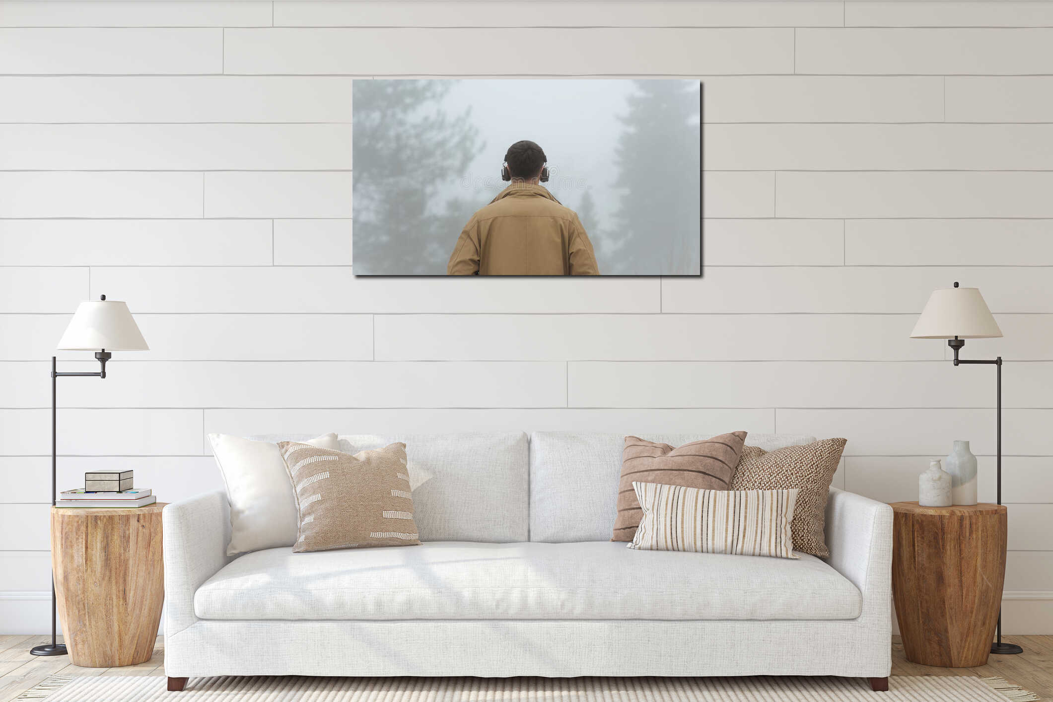 Canvas hanging interior mockup