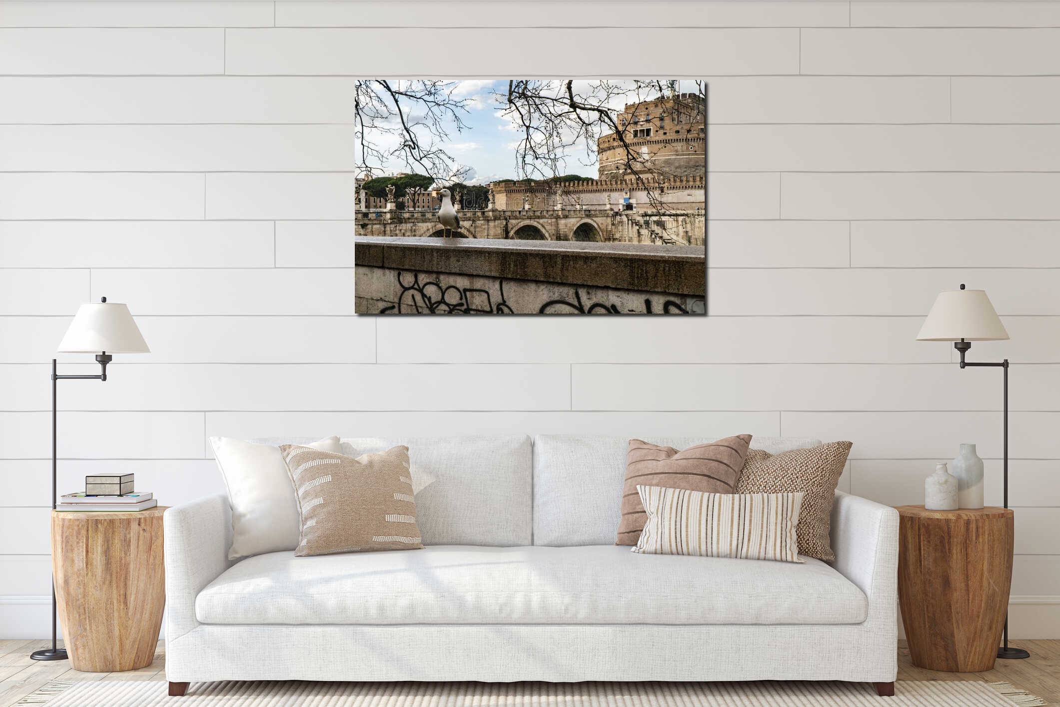 Canvas hanging interior mockup