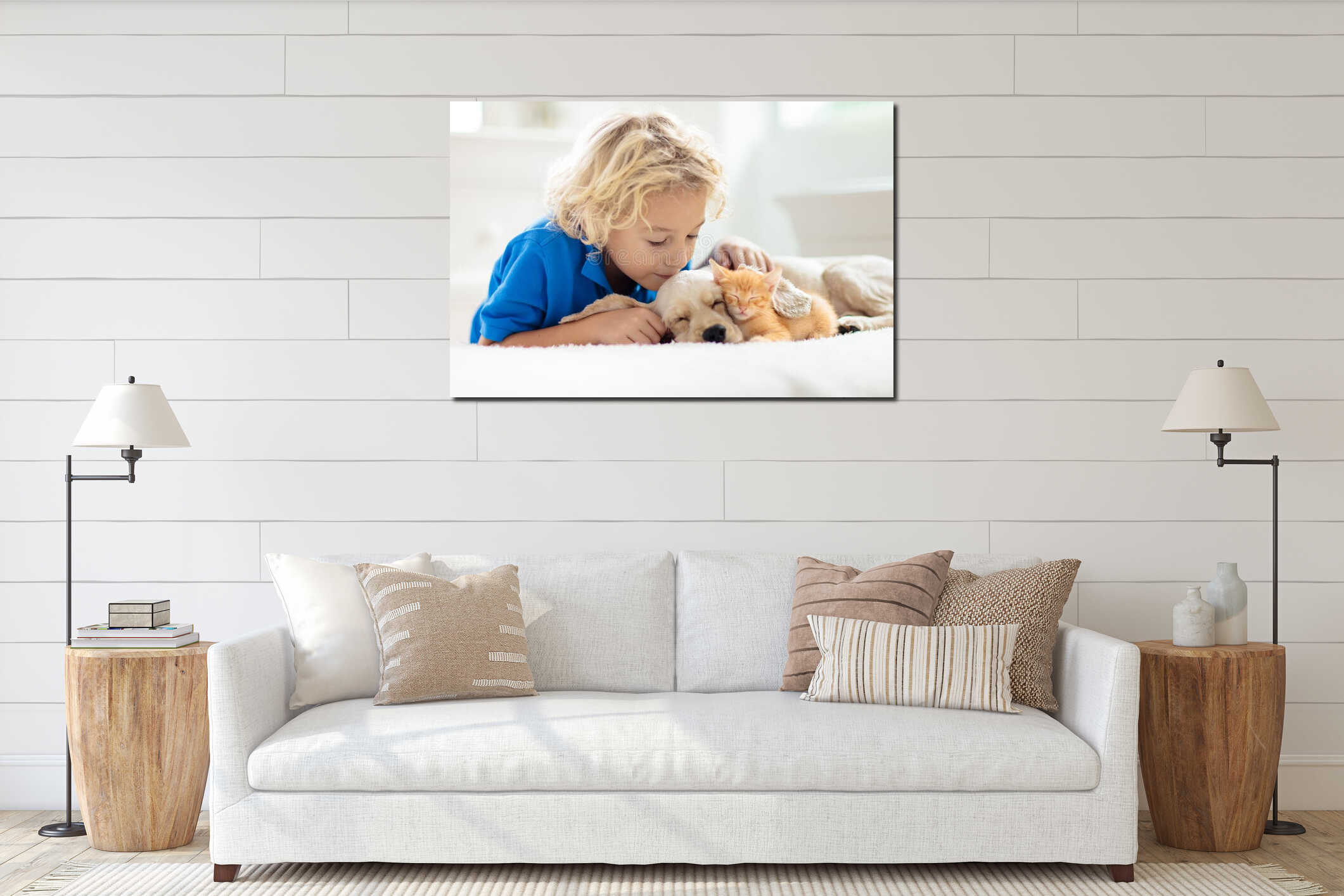 Canvas hanging interior mockup