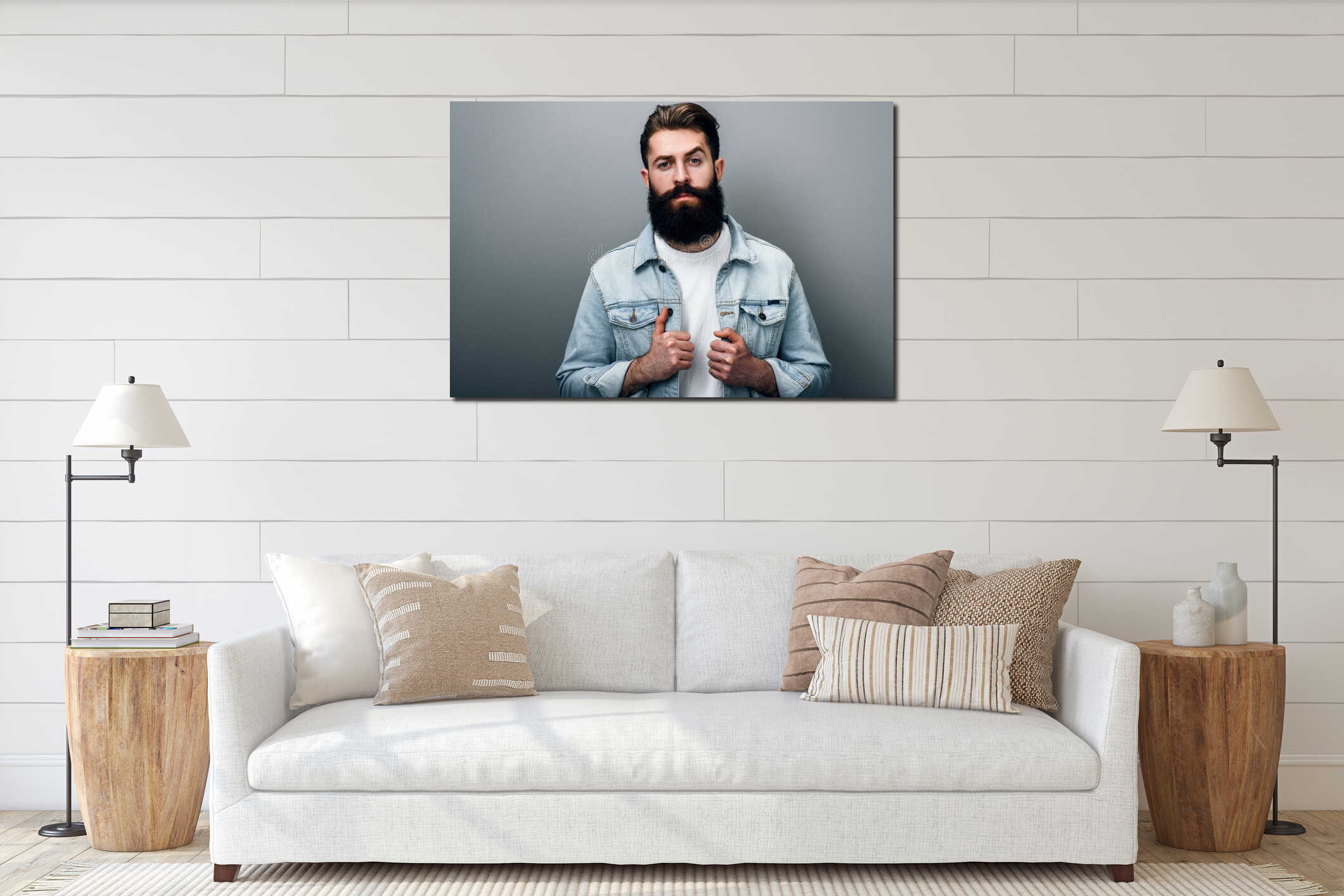 Canvas hanging interior mockup