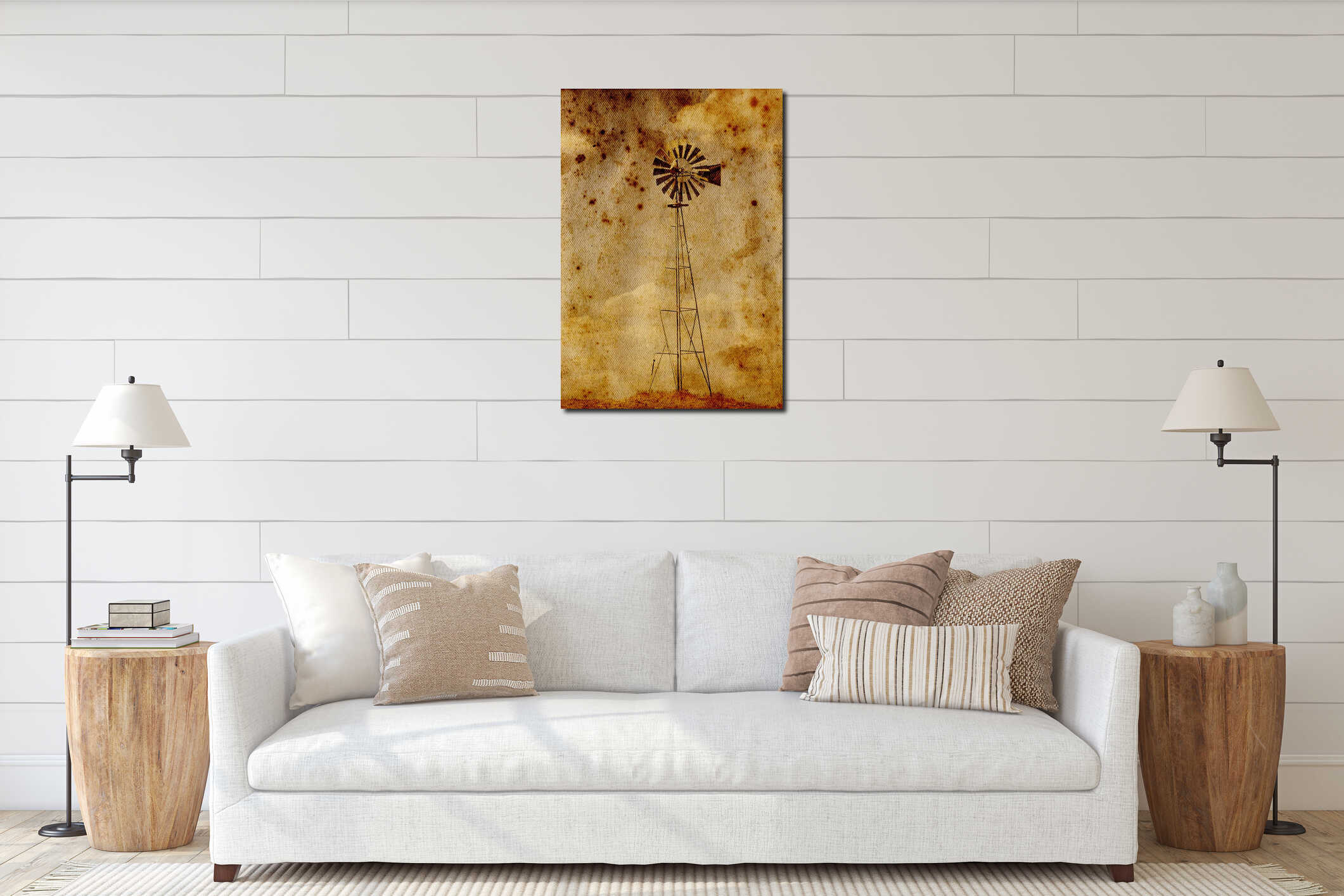 Canvas hanging interior mockup