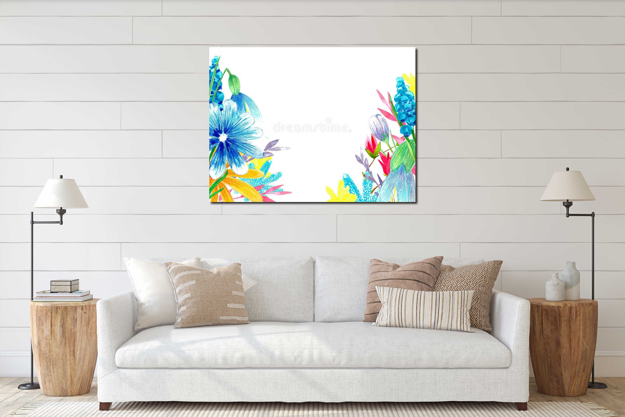 Canvas hanging interior mockup