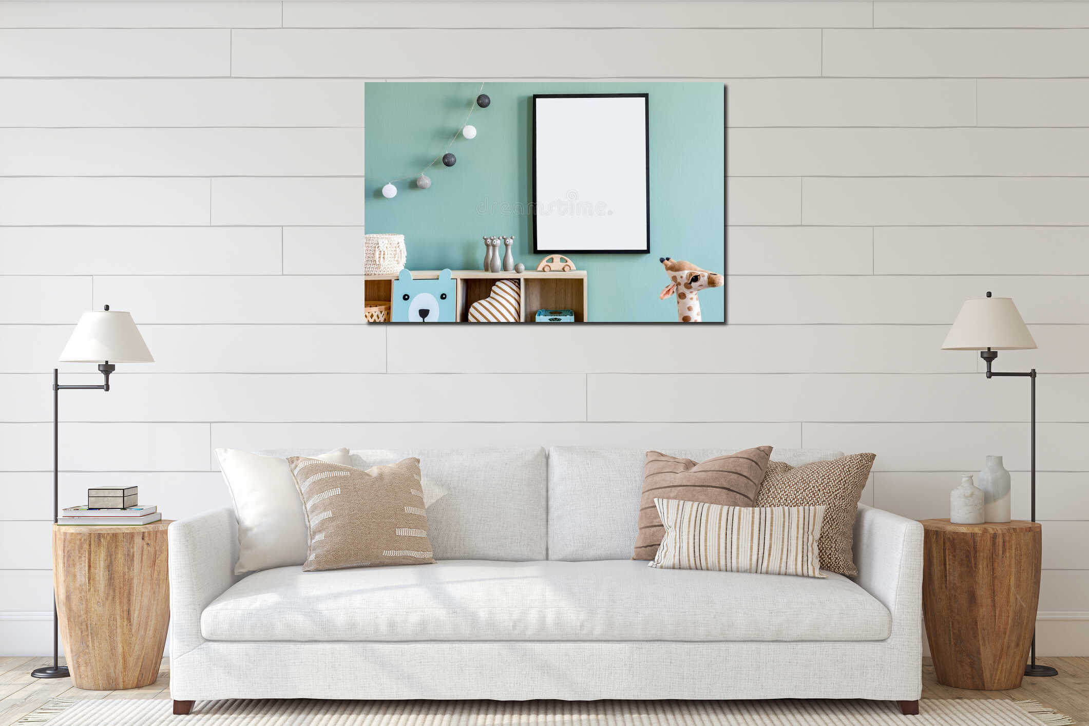 Canvas hanging interior mockup