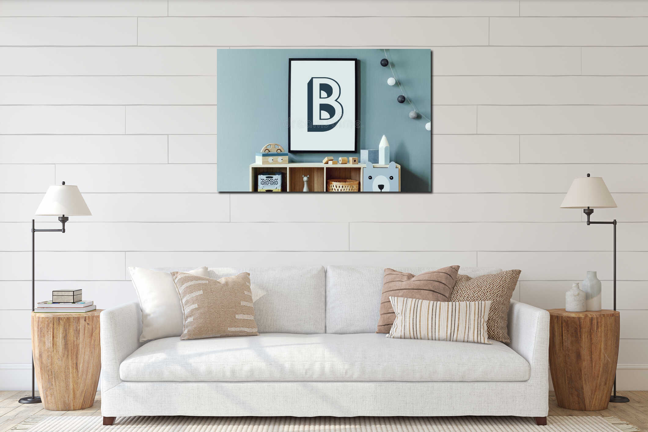 Canvas hanging interior mockup