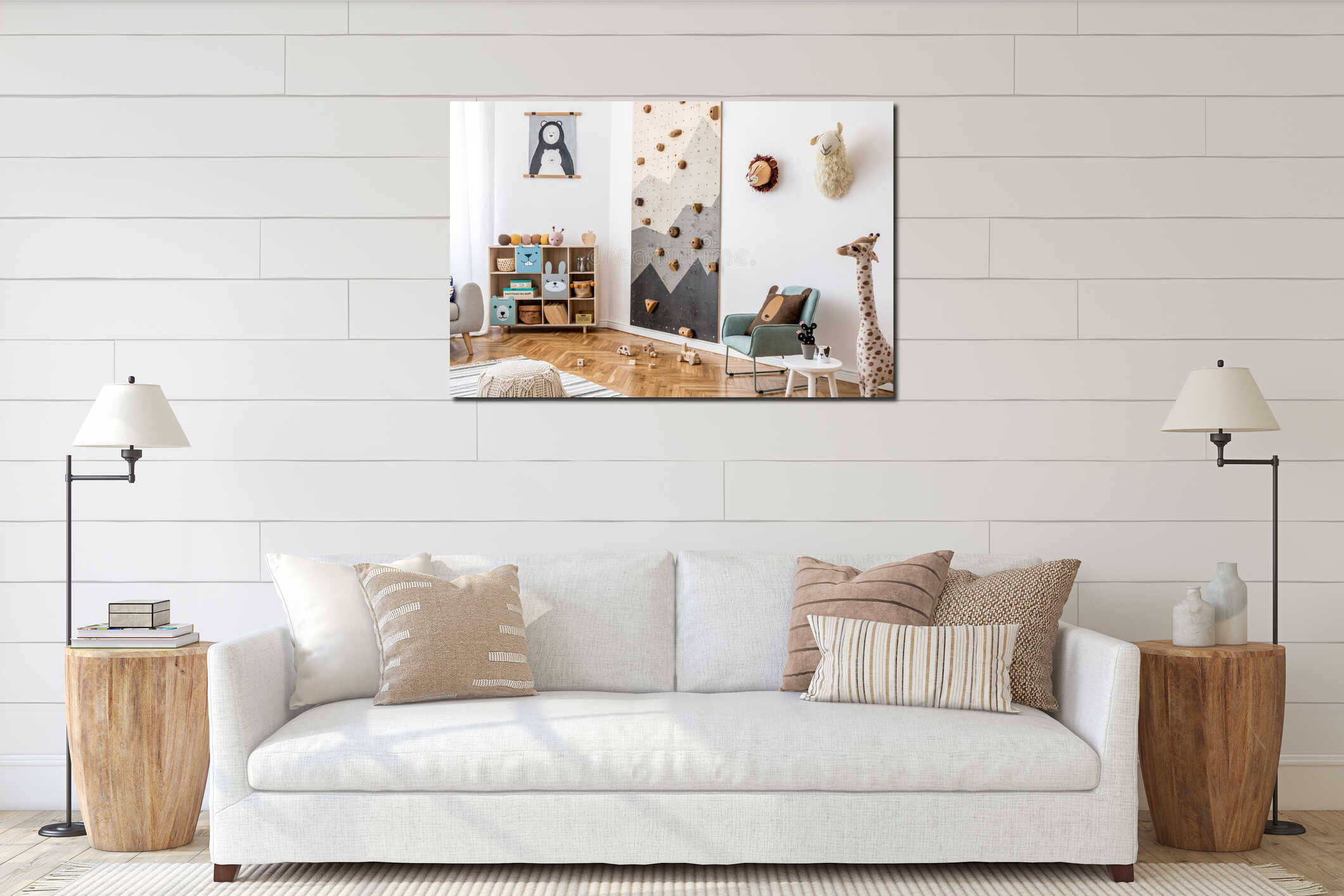 Canvas hanging interior mockup