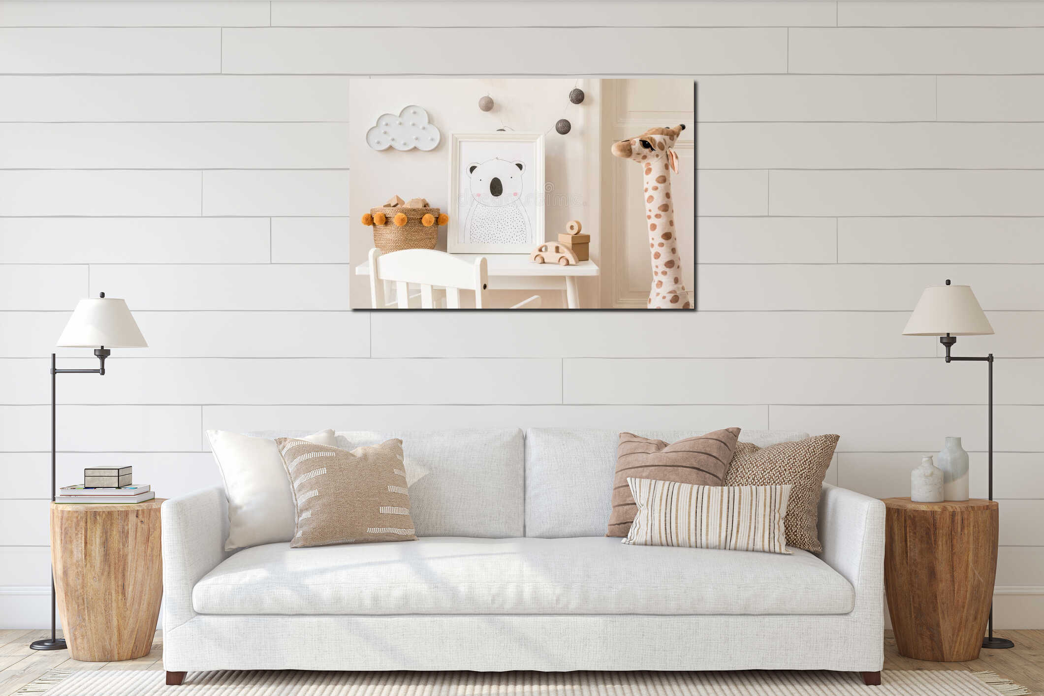 Canvas hanging interior mockup