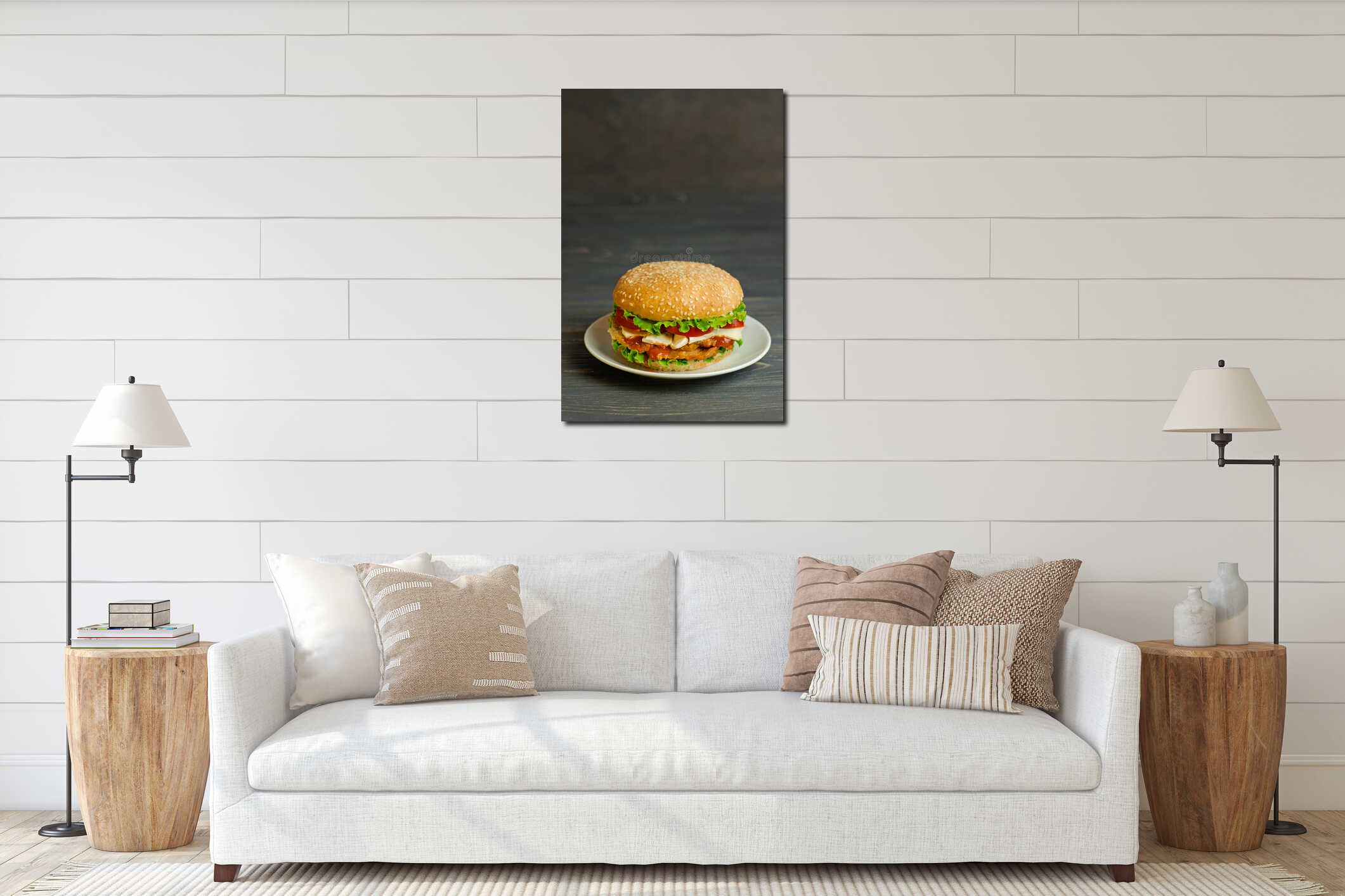 Canvas hanging interior mockup