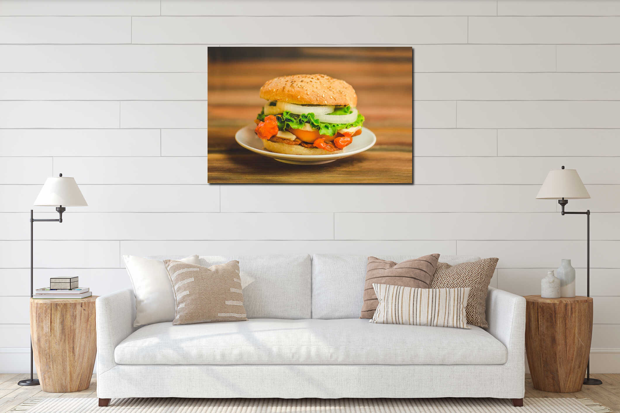 Canvas hanging interior mockup