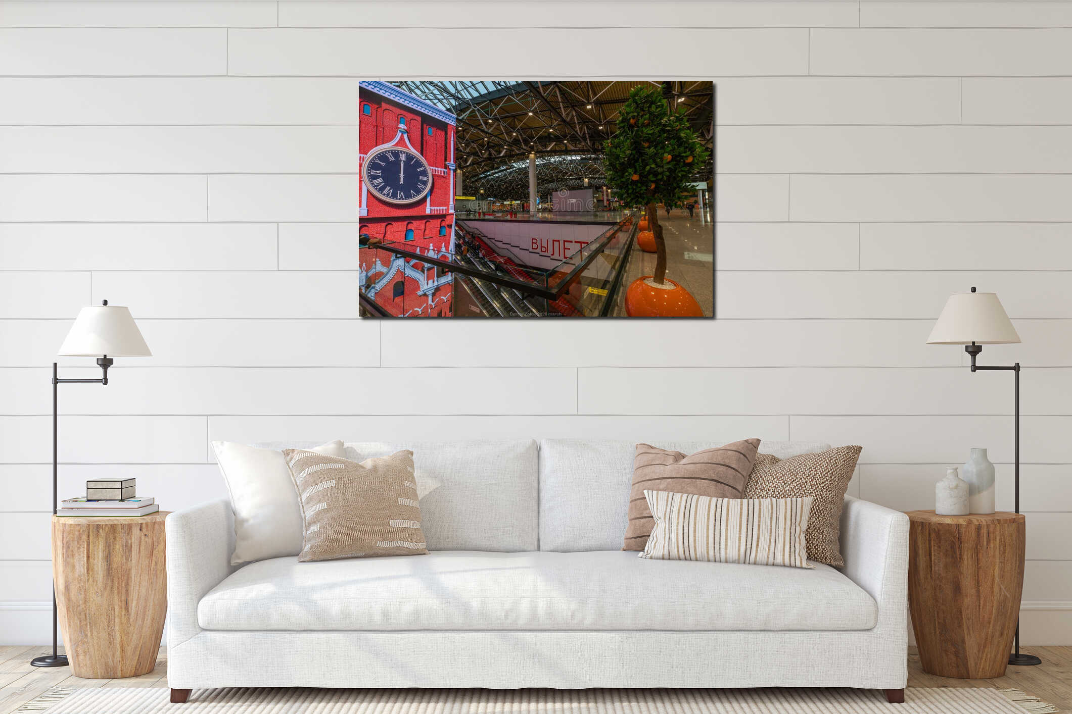 Canvas hanging interior mockup