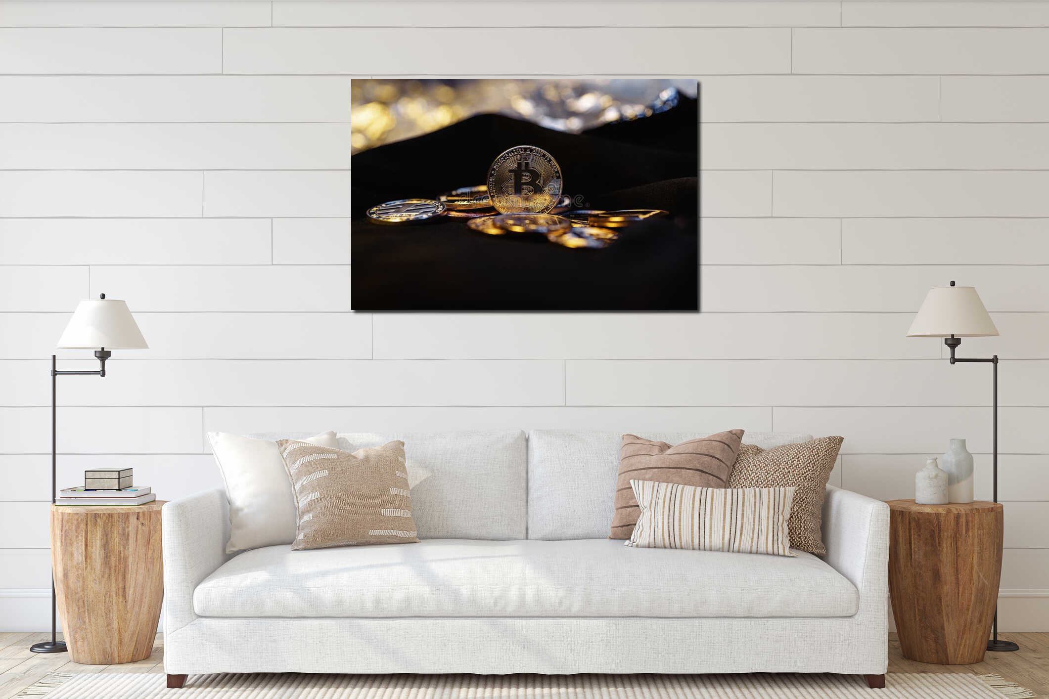 Canvas hanging interior mockup