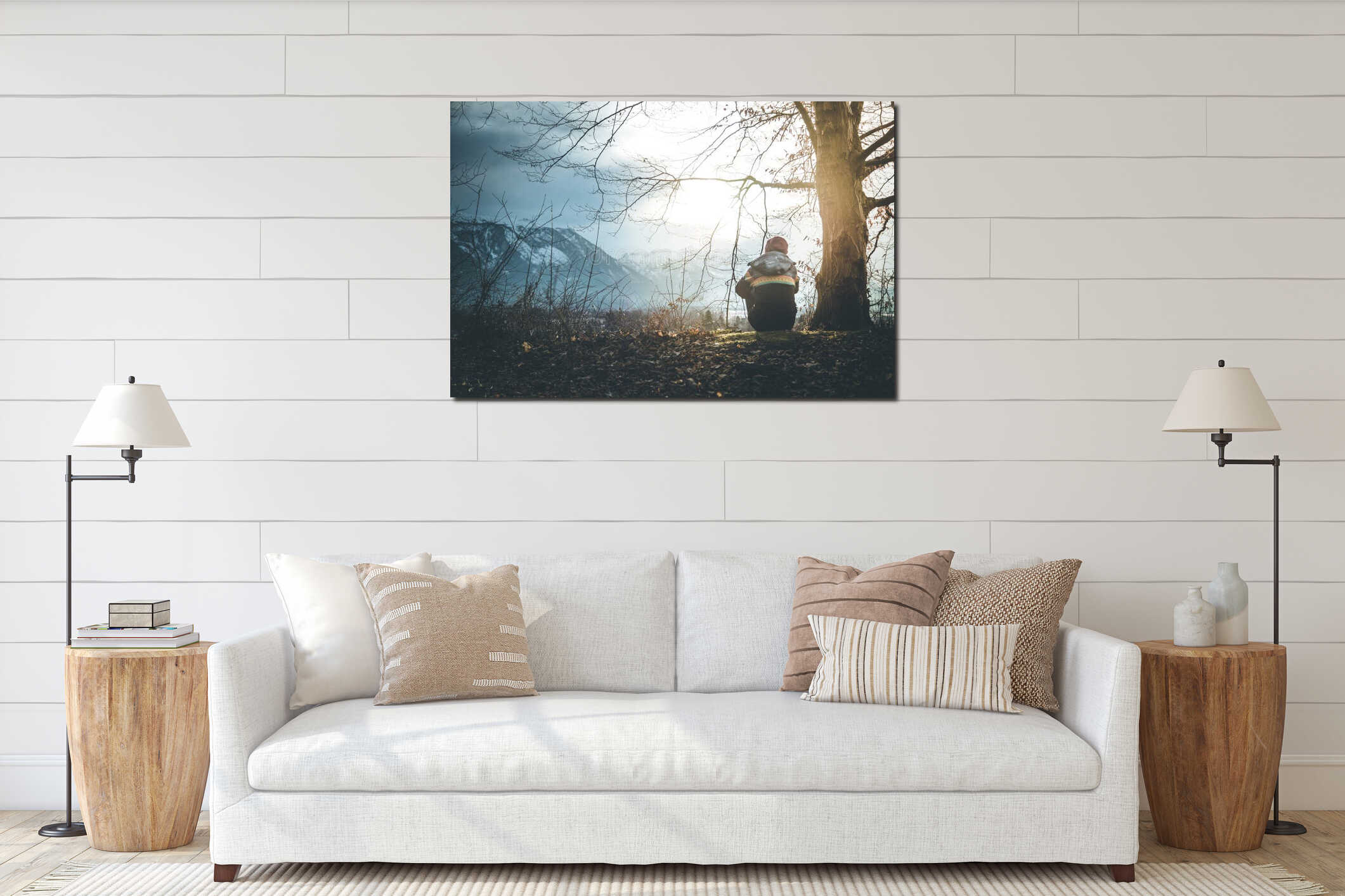 Canvas hanging interior mockup