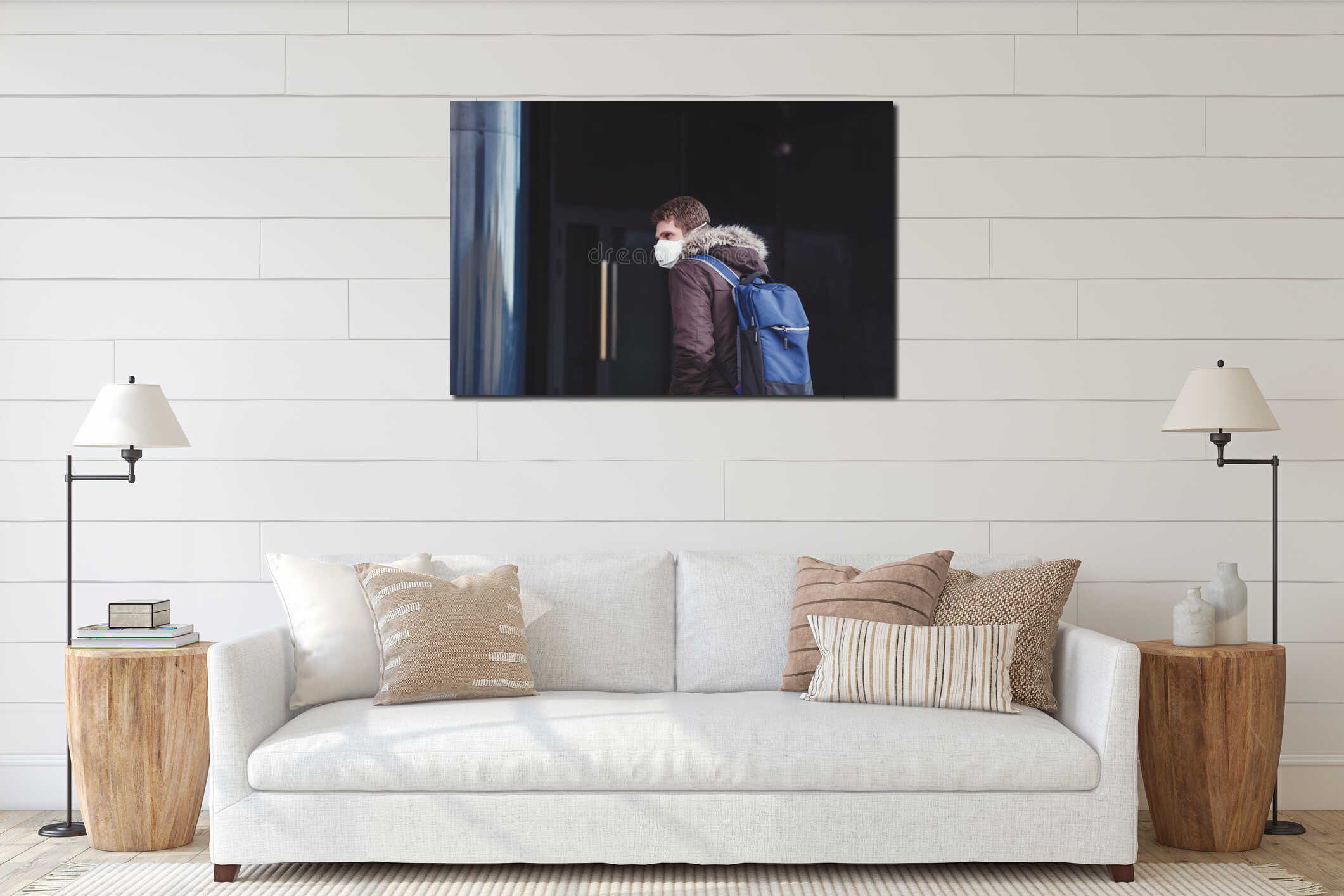 Canvas hanging interior mockup