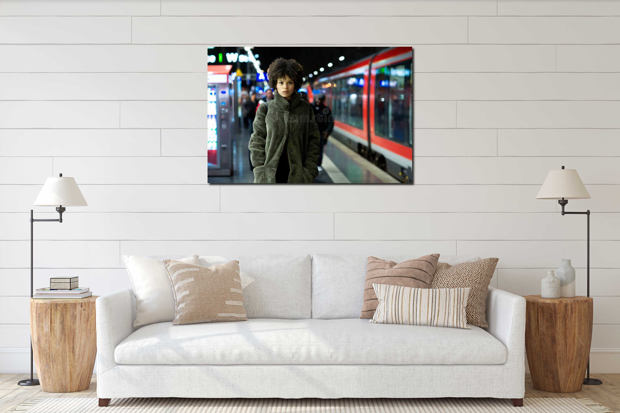 Canvas hanging interior mockup