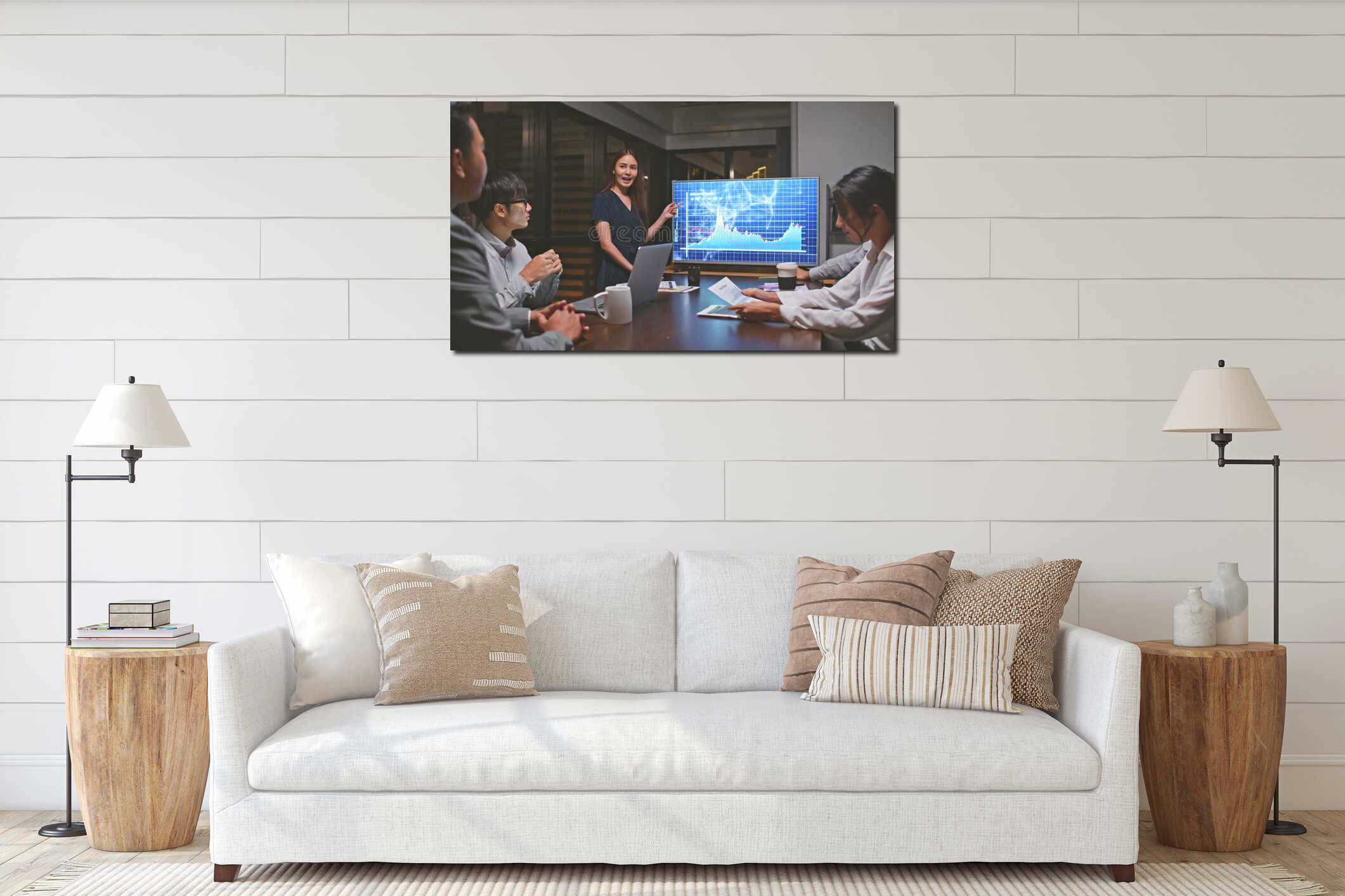 Canvas hanging interior mockup