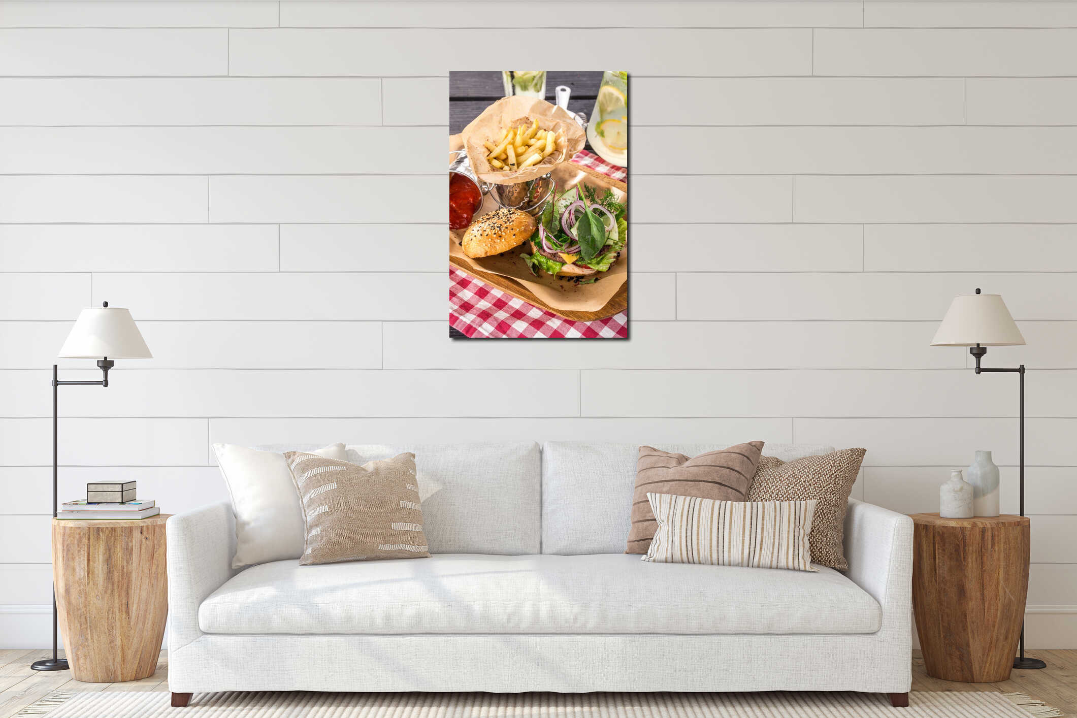 Canvas hanging interior mockup