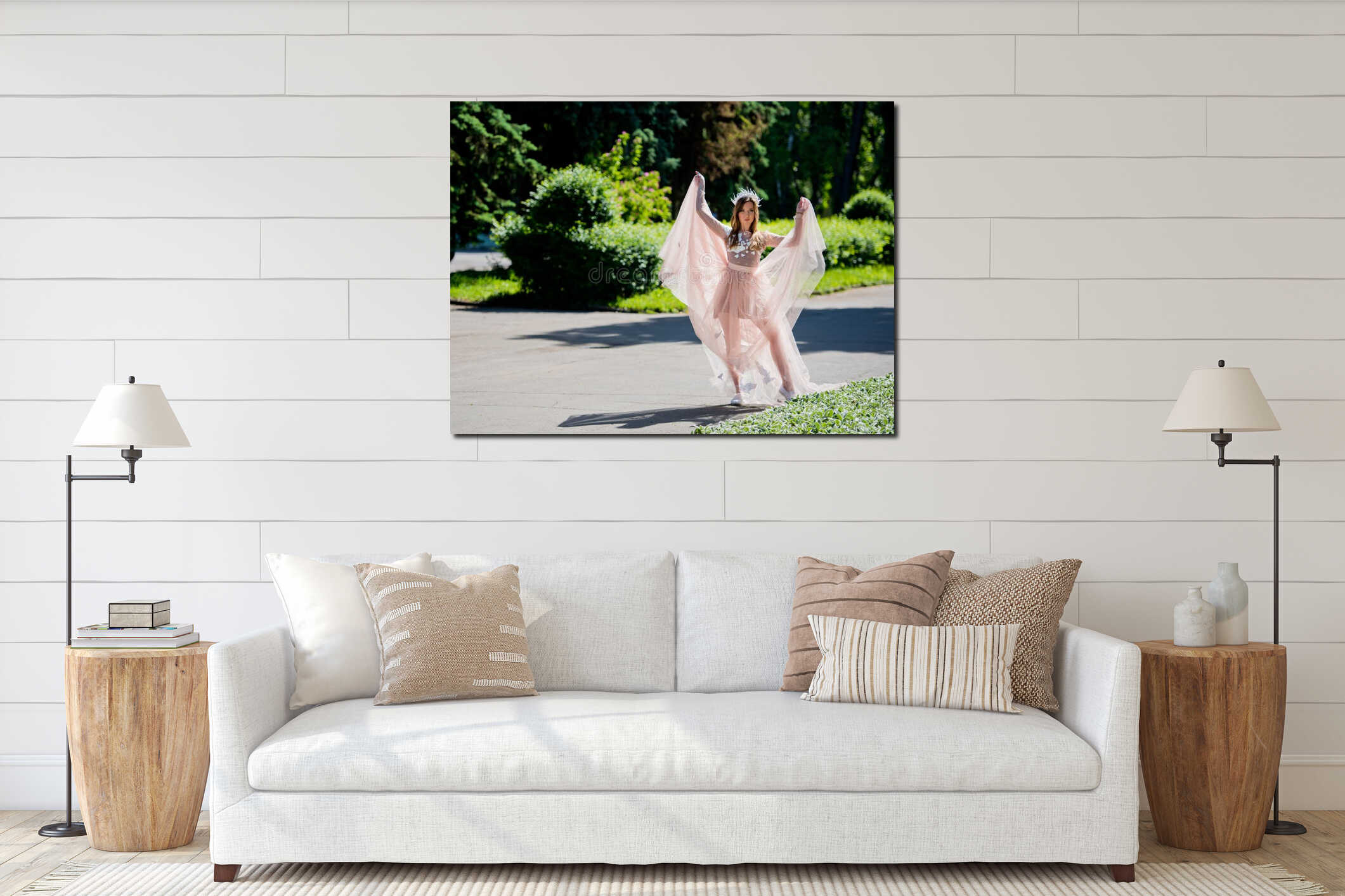 Canvas hanging interior mockup