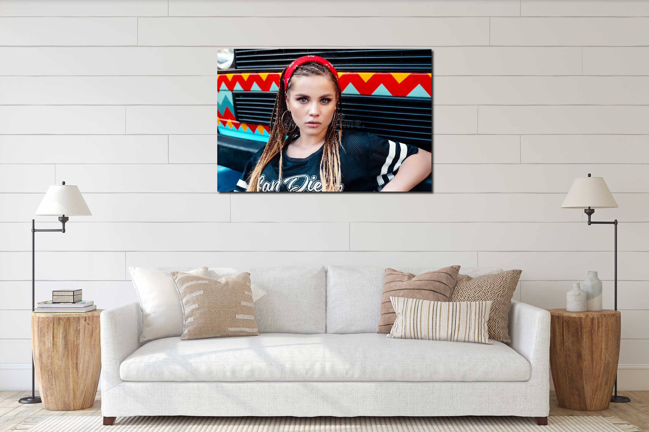 Canvas hanging interior mockup