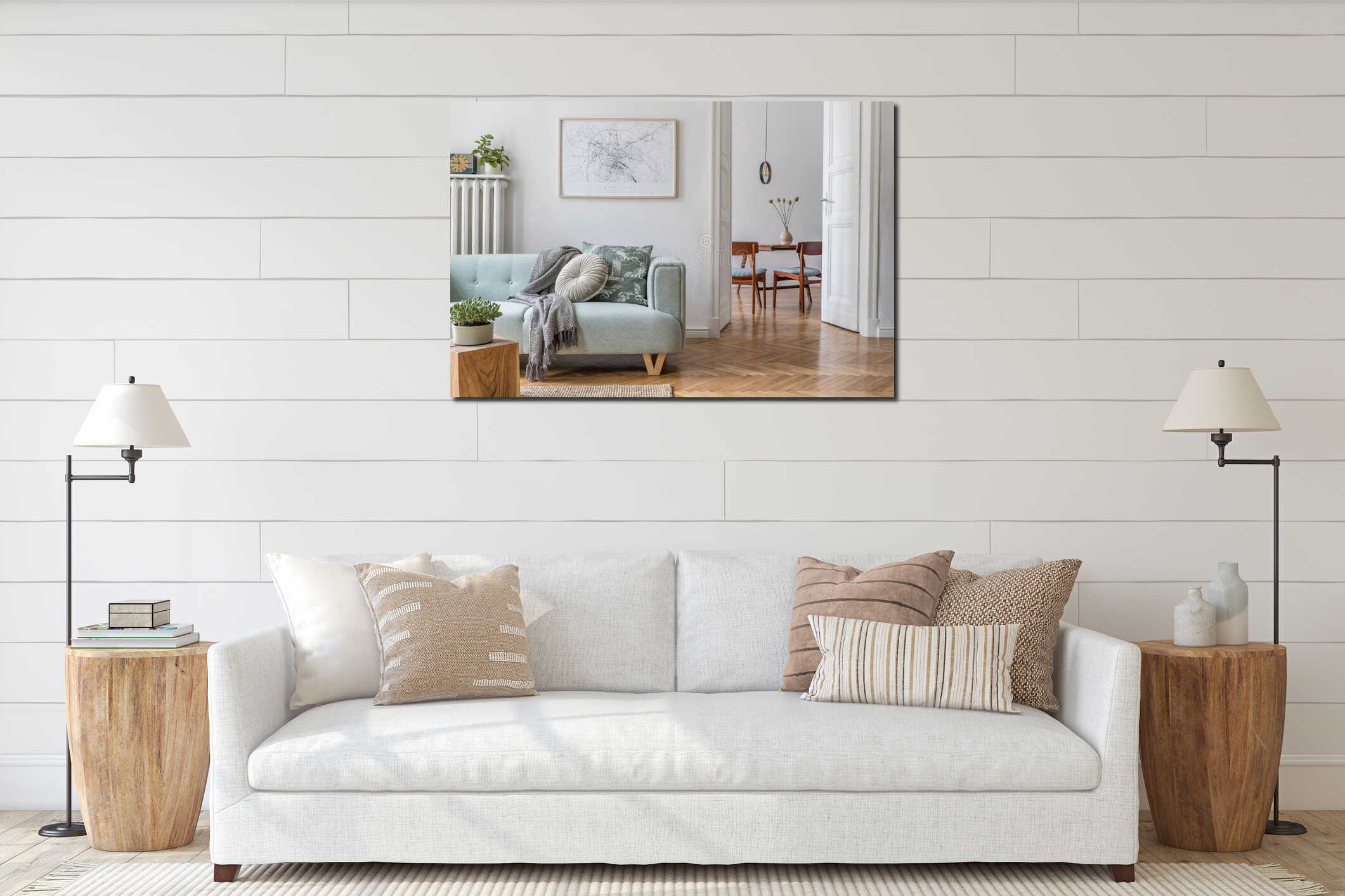 Canvas hanging interior mockup