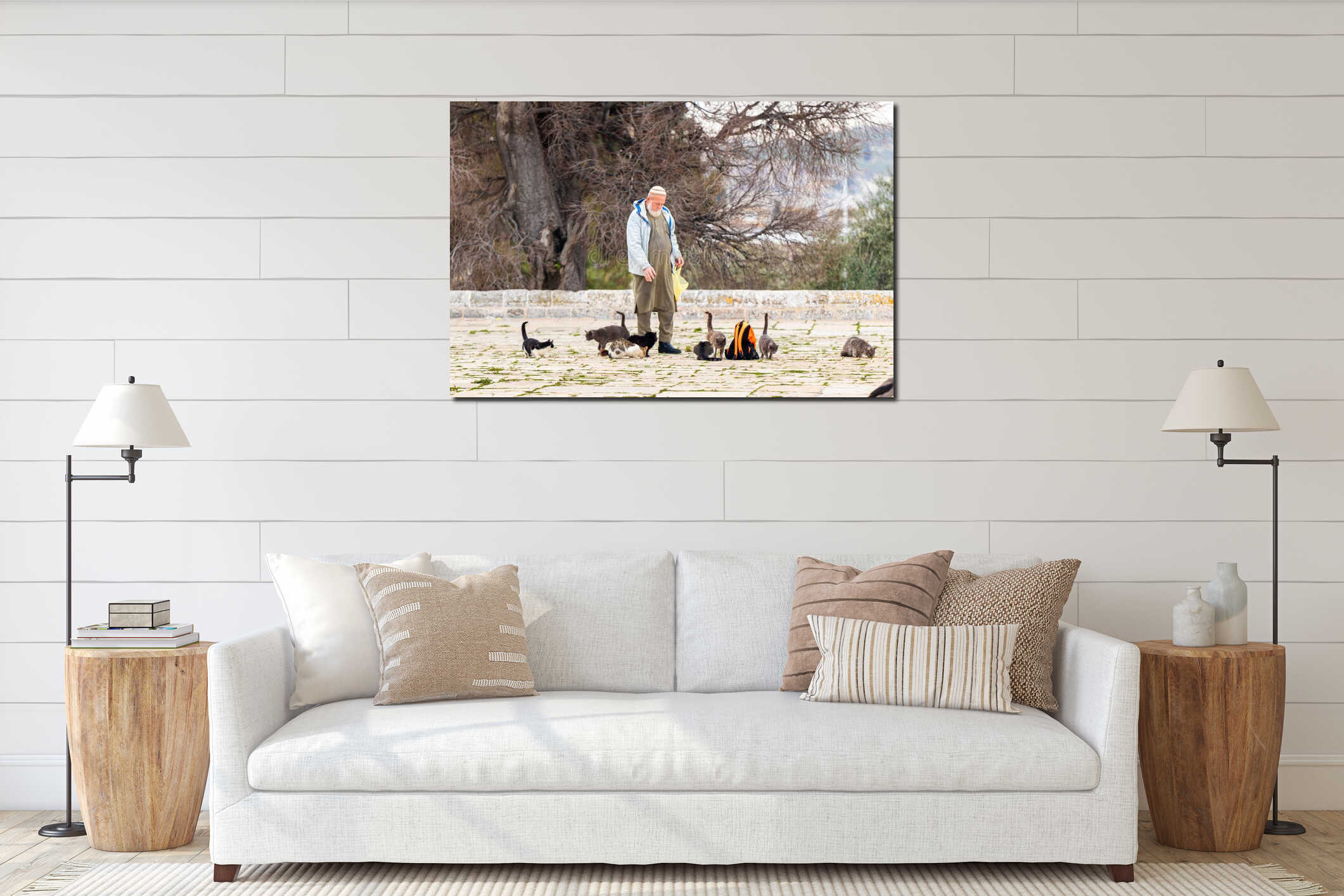 Canvas hanging interior mockup