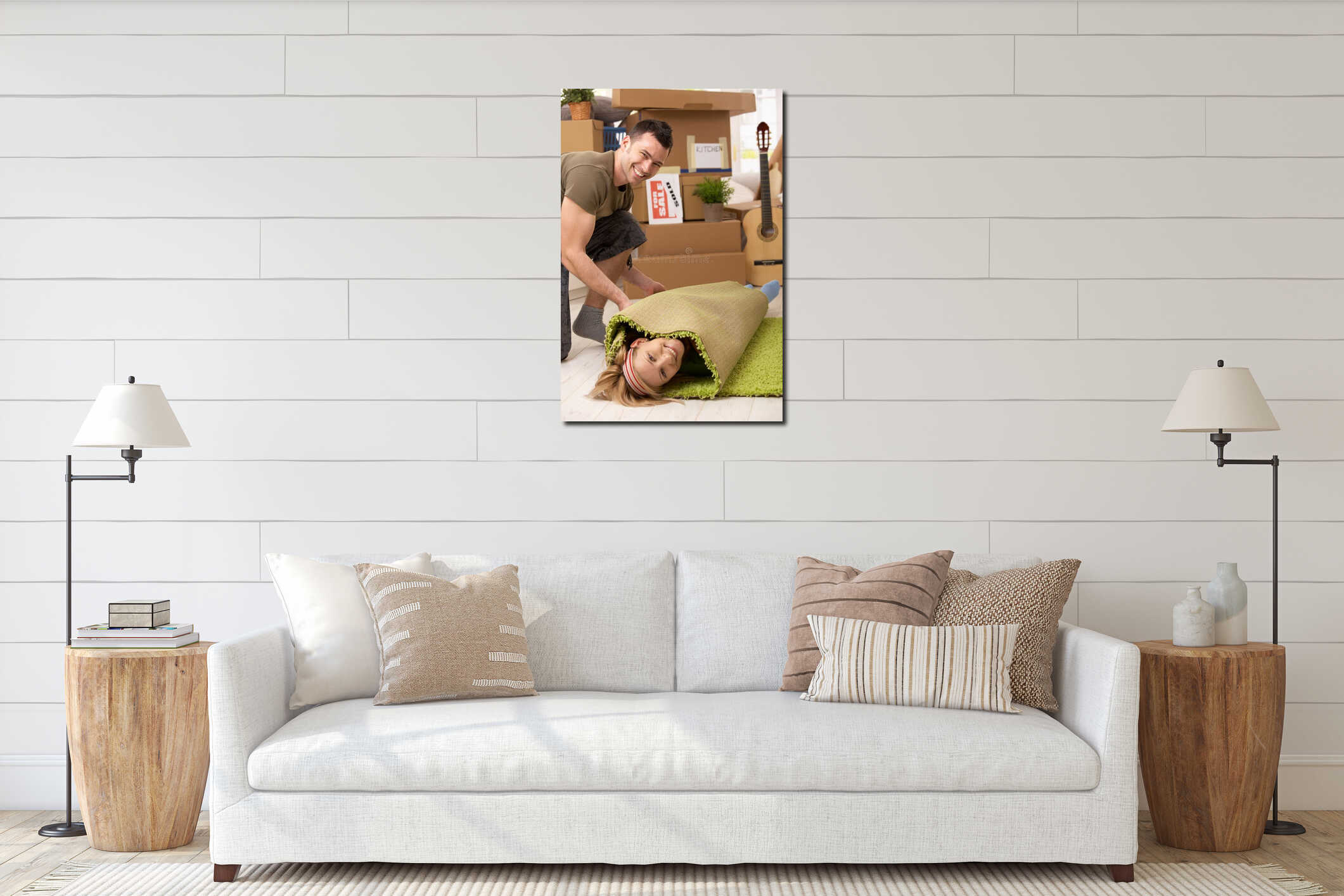 Canvas hanging interior mockup