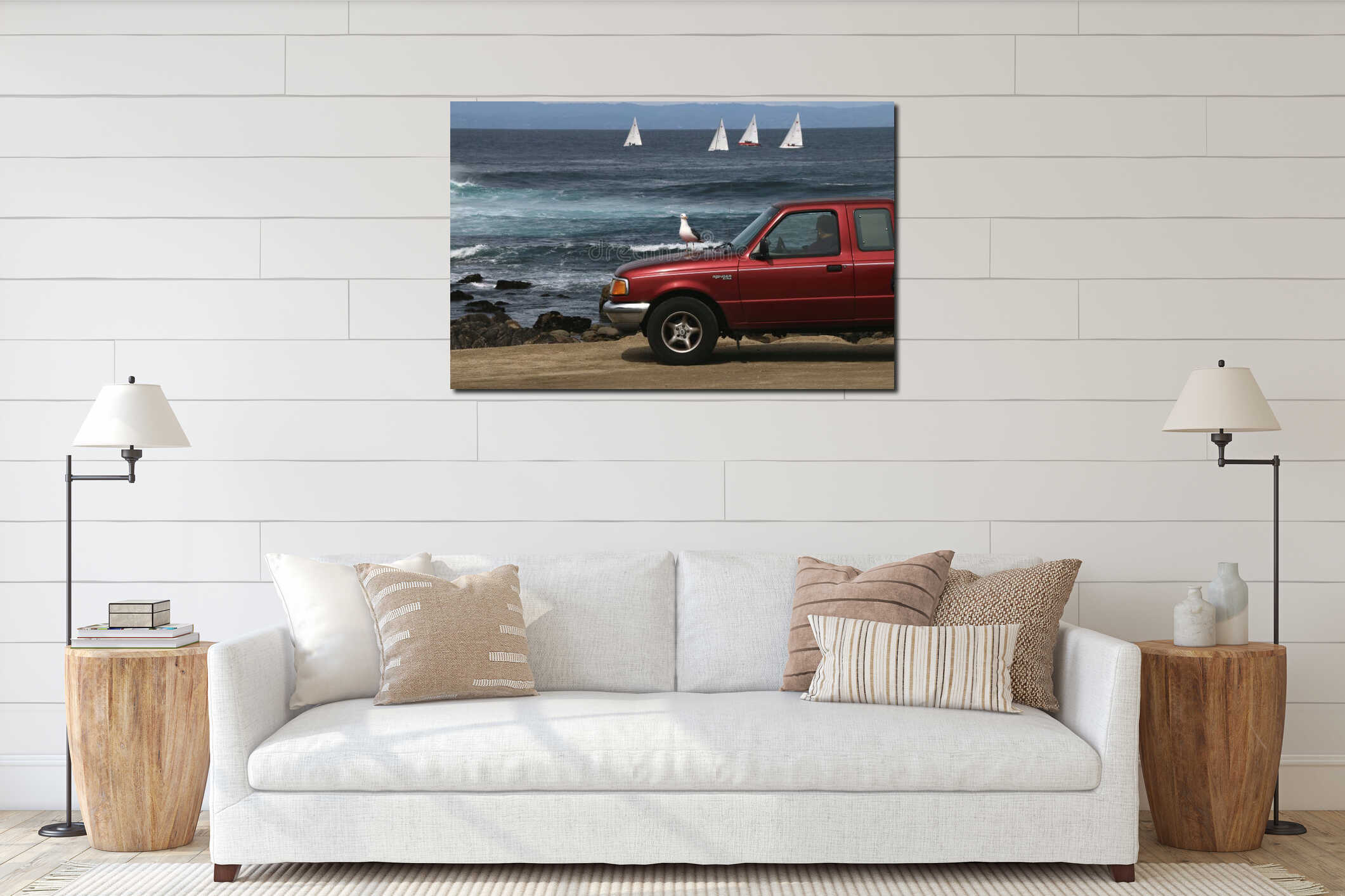 Canvas hanging interior mockup