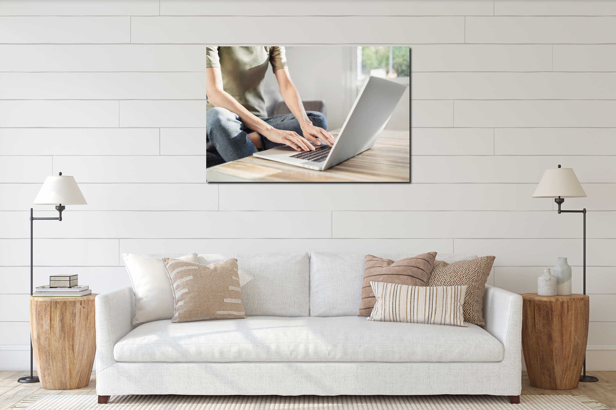 Canvas hanging interior mockup