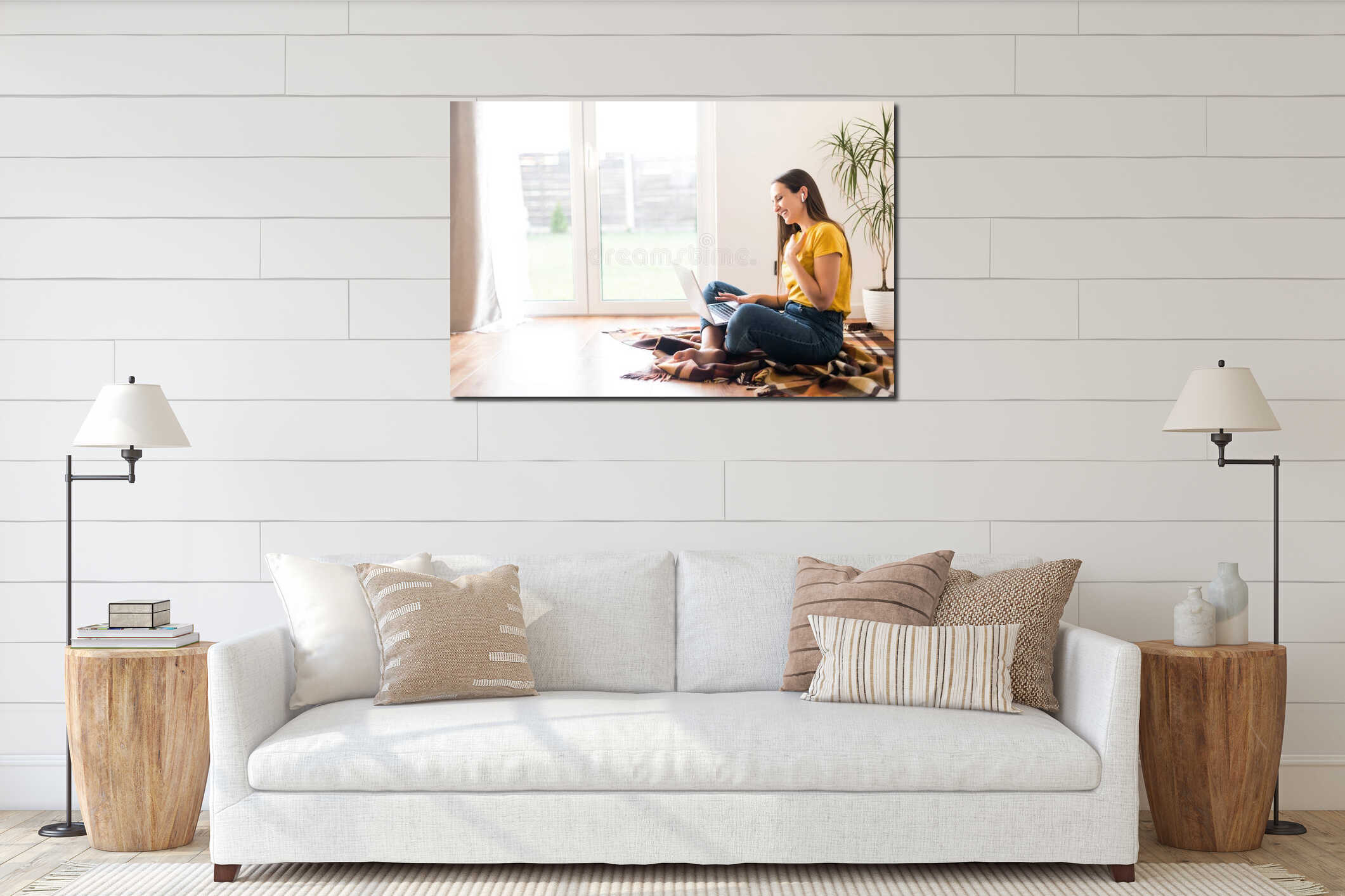 Canvas hanging interior mockup