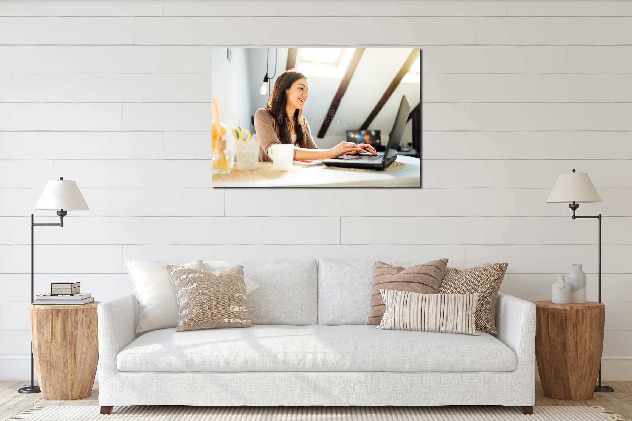 Canvas hanging interior mockup
